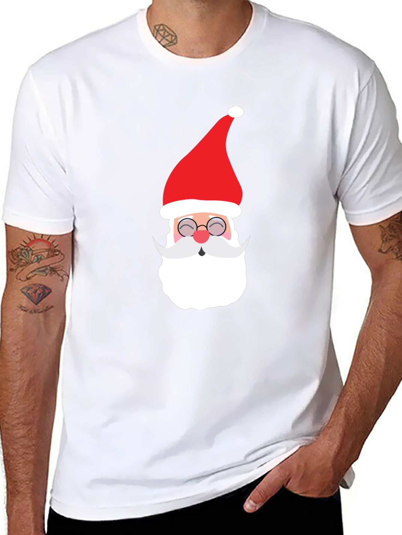 Festive Santa Graphic Tee - Holiday Cheer