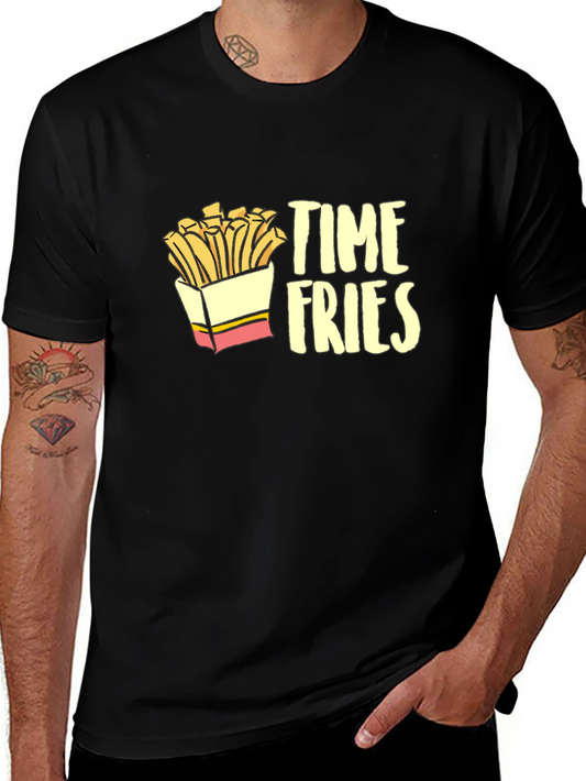 Time Fries Mens Black Graphic T-Shirt