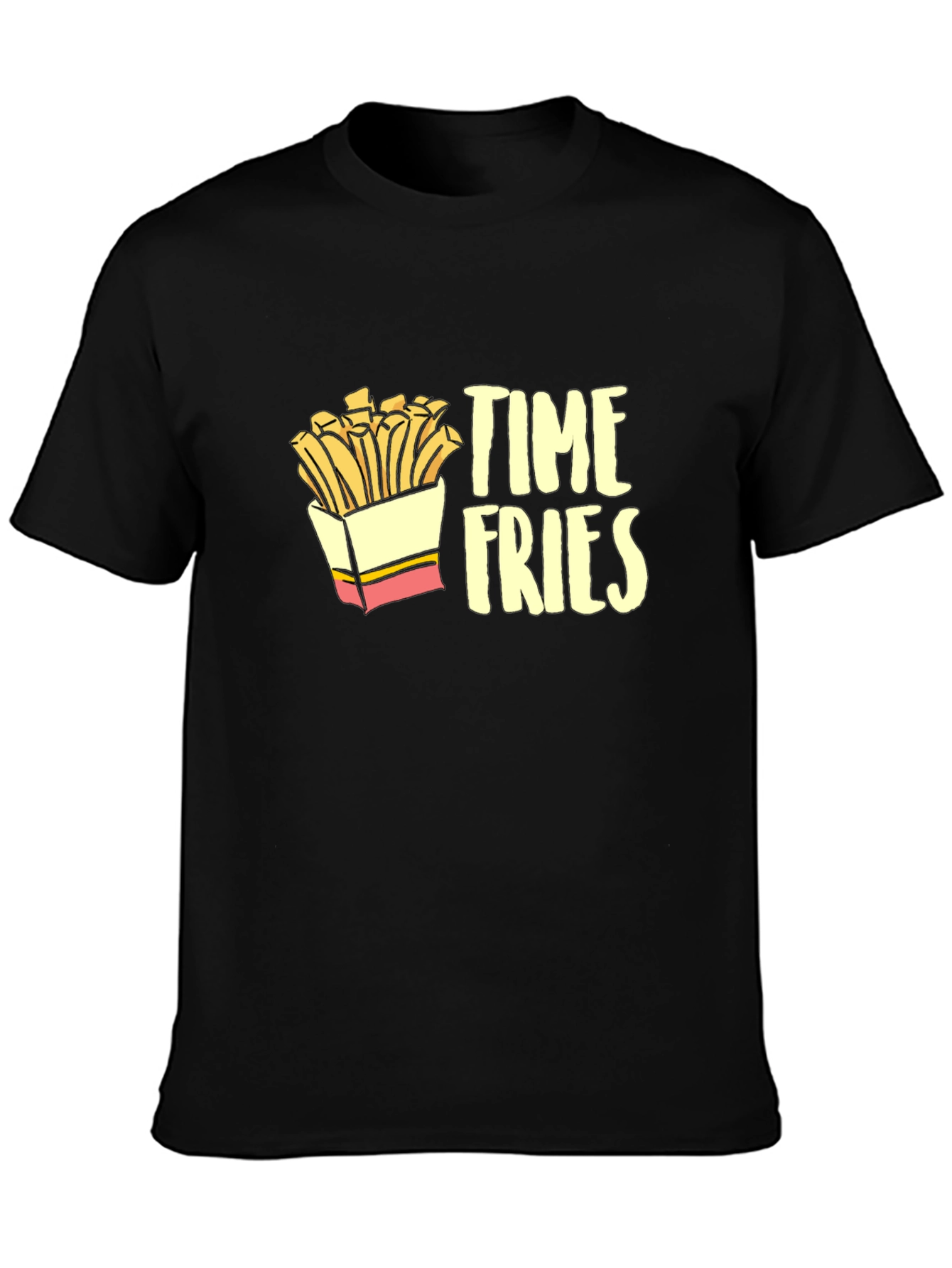 Time Fries Mens Black Graphic T-Shirt