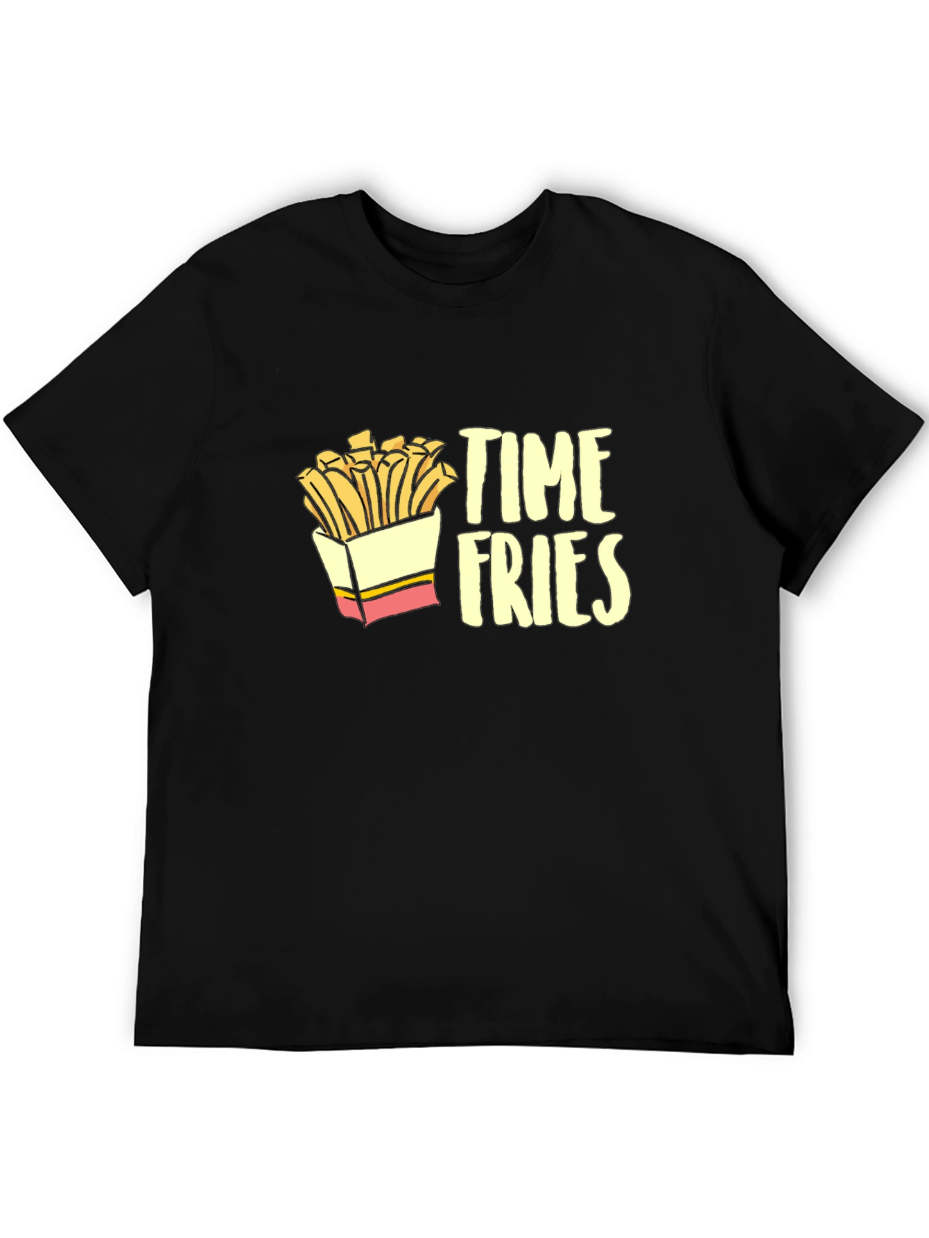 Time Fries Mens Black Graphic T-Shirt