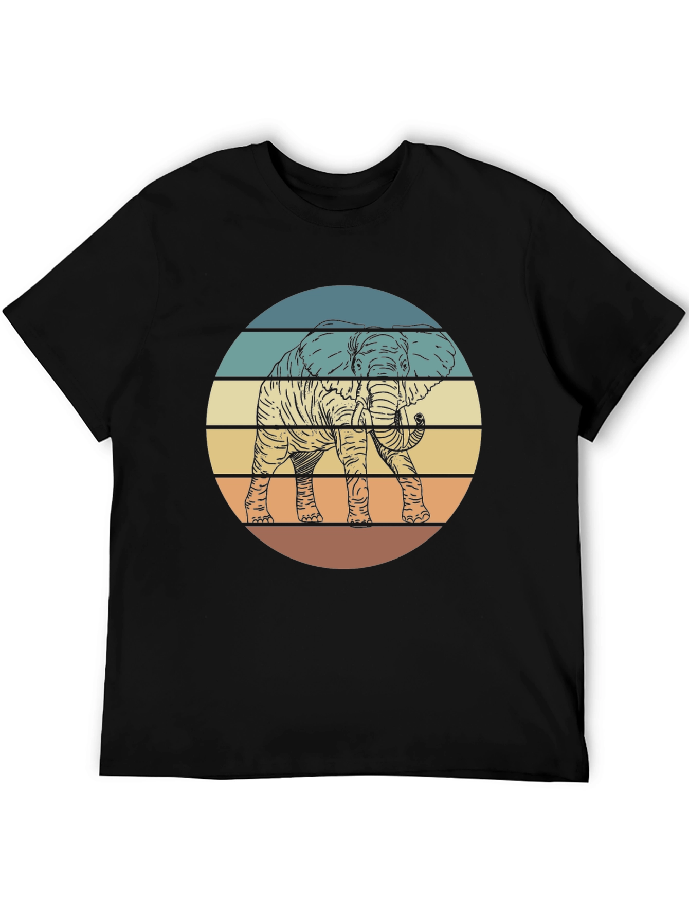 Retro Elephant Sunset Graphic T-Shirt