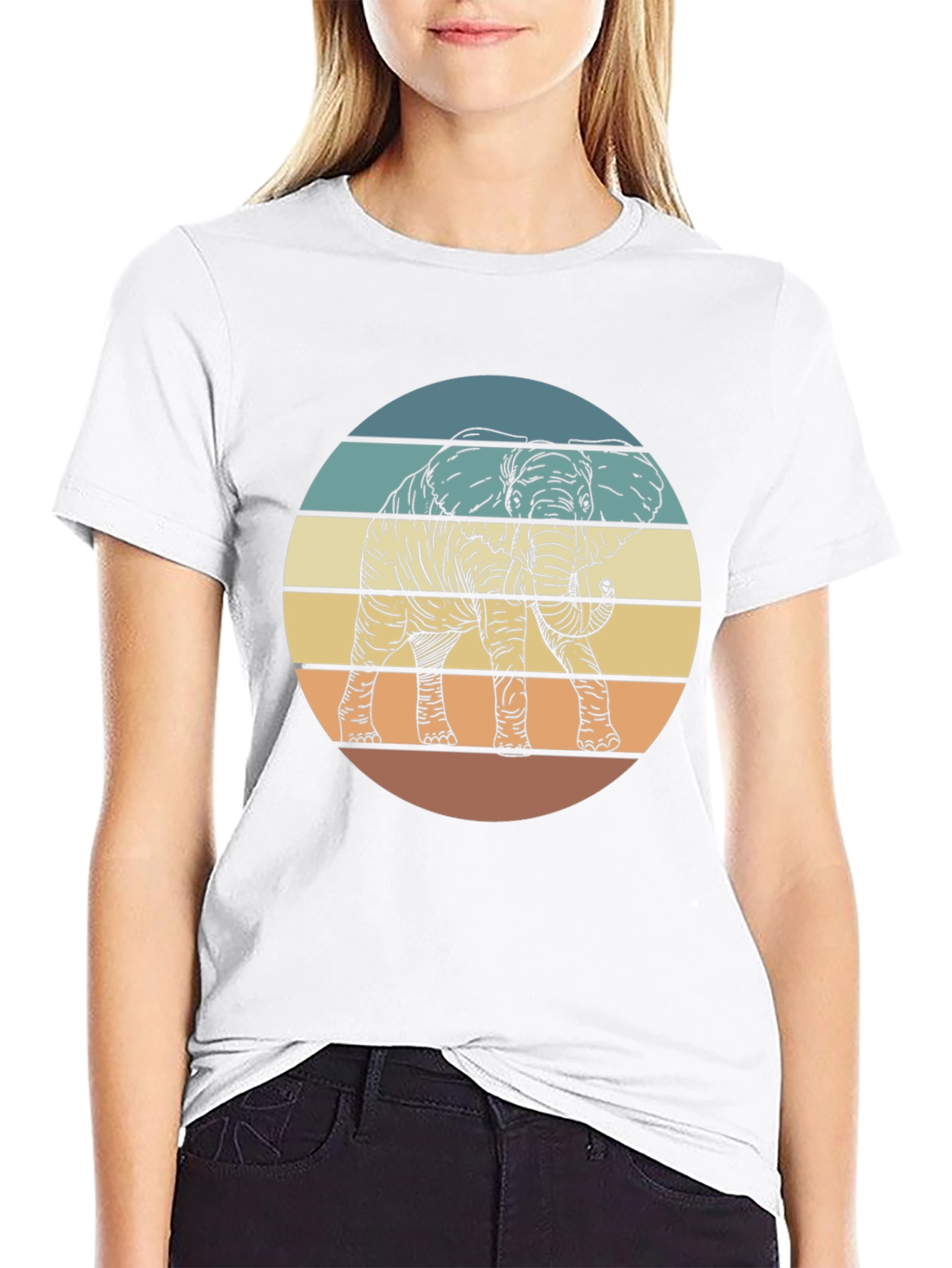 Retro Elephant Sunset Graphic T-Shirt