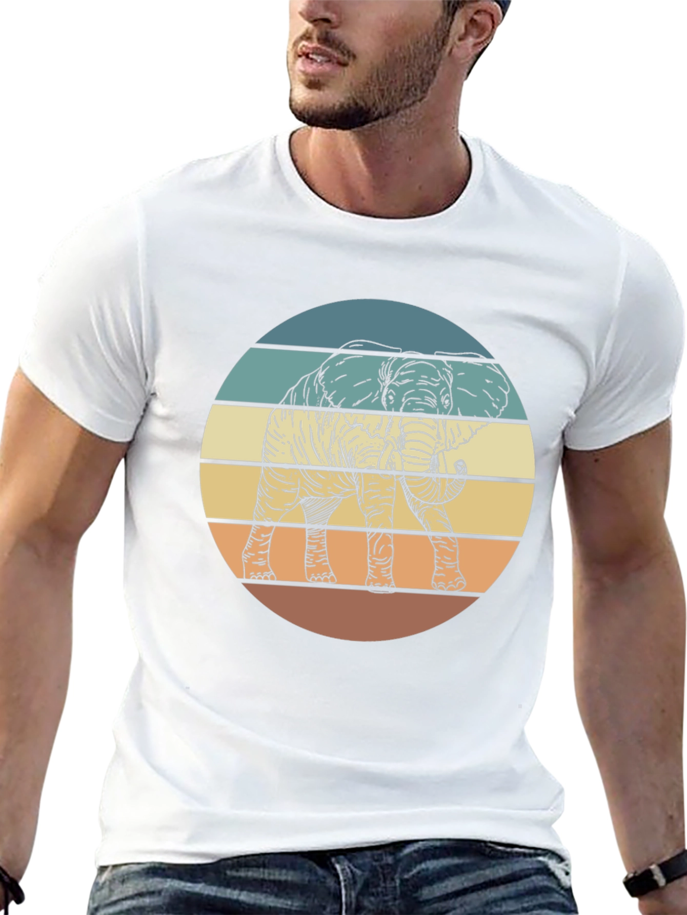 Retro Elephant Sunset Graphic T-Shirt