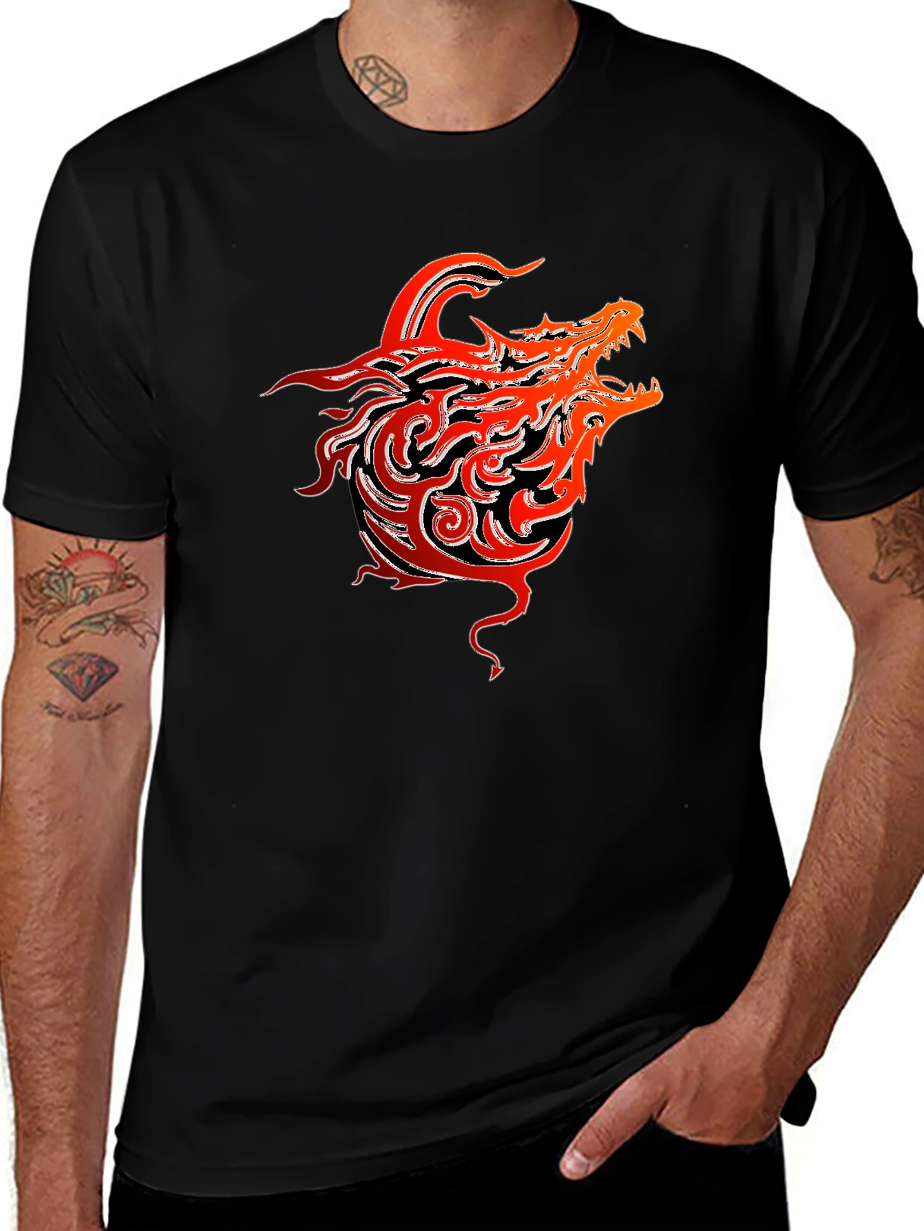 Dragon Graphic T-Shirt - Bold Tribal Design