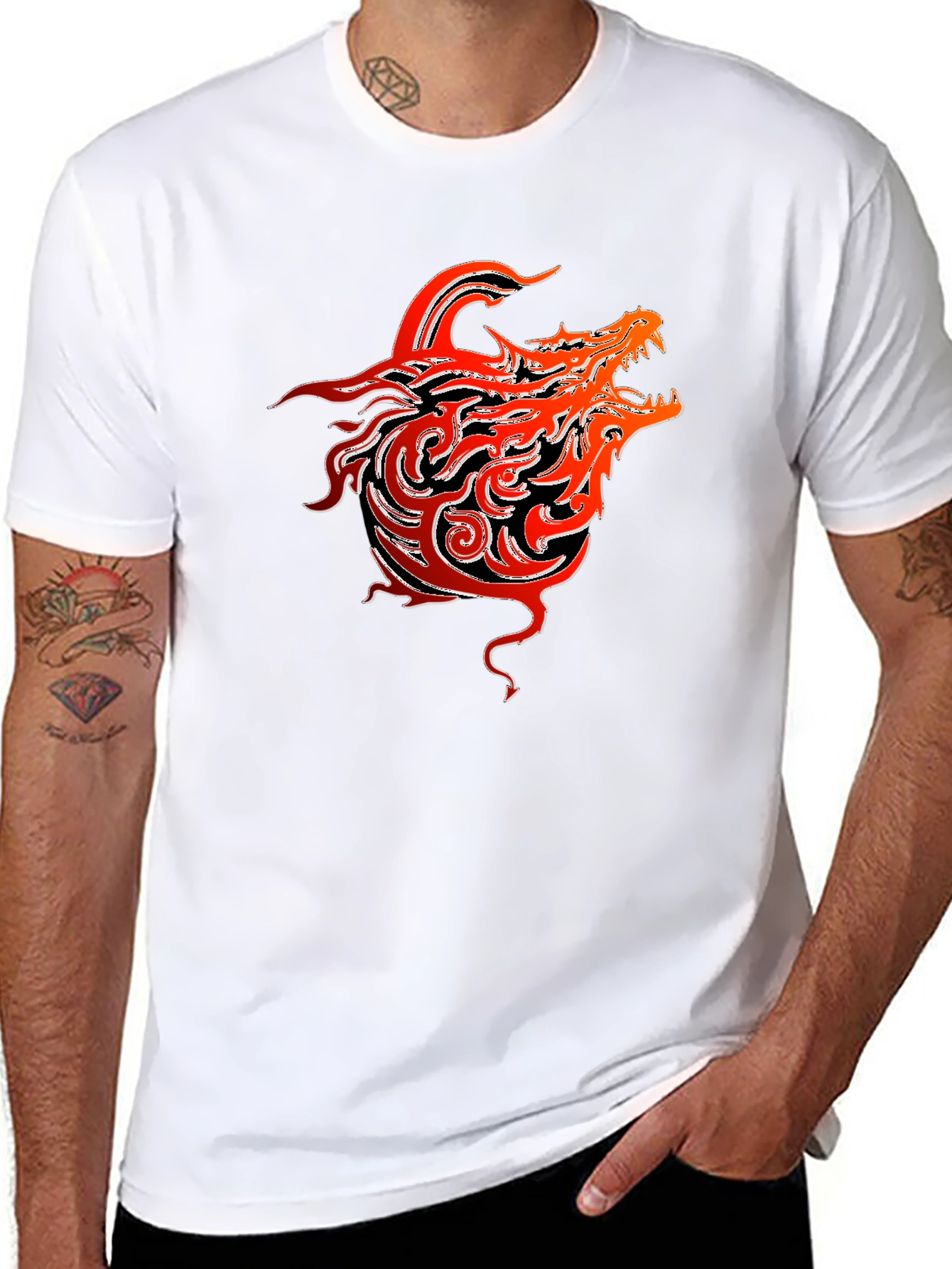 Dragon Graphic T-Shirt - Bold Tribal Design