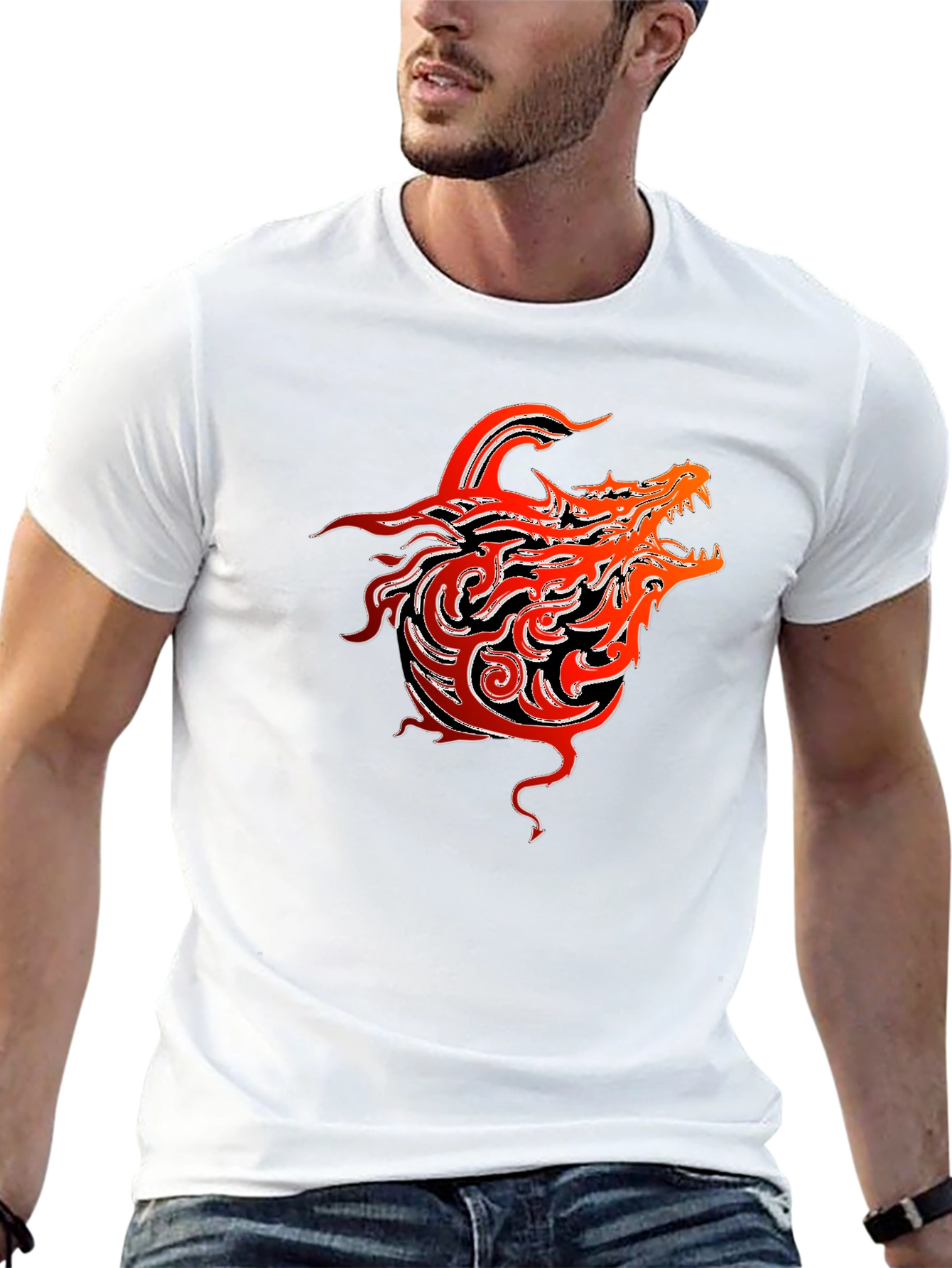 Dragon Graphic T-Shirt - Bold Tribal Design