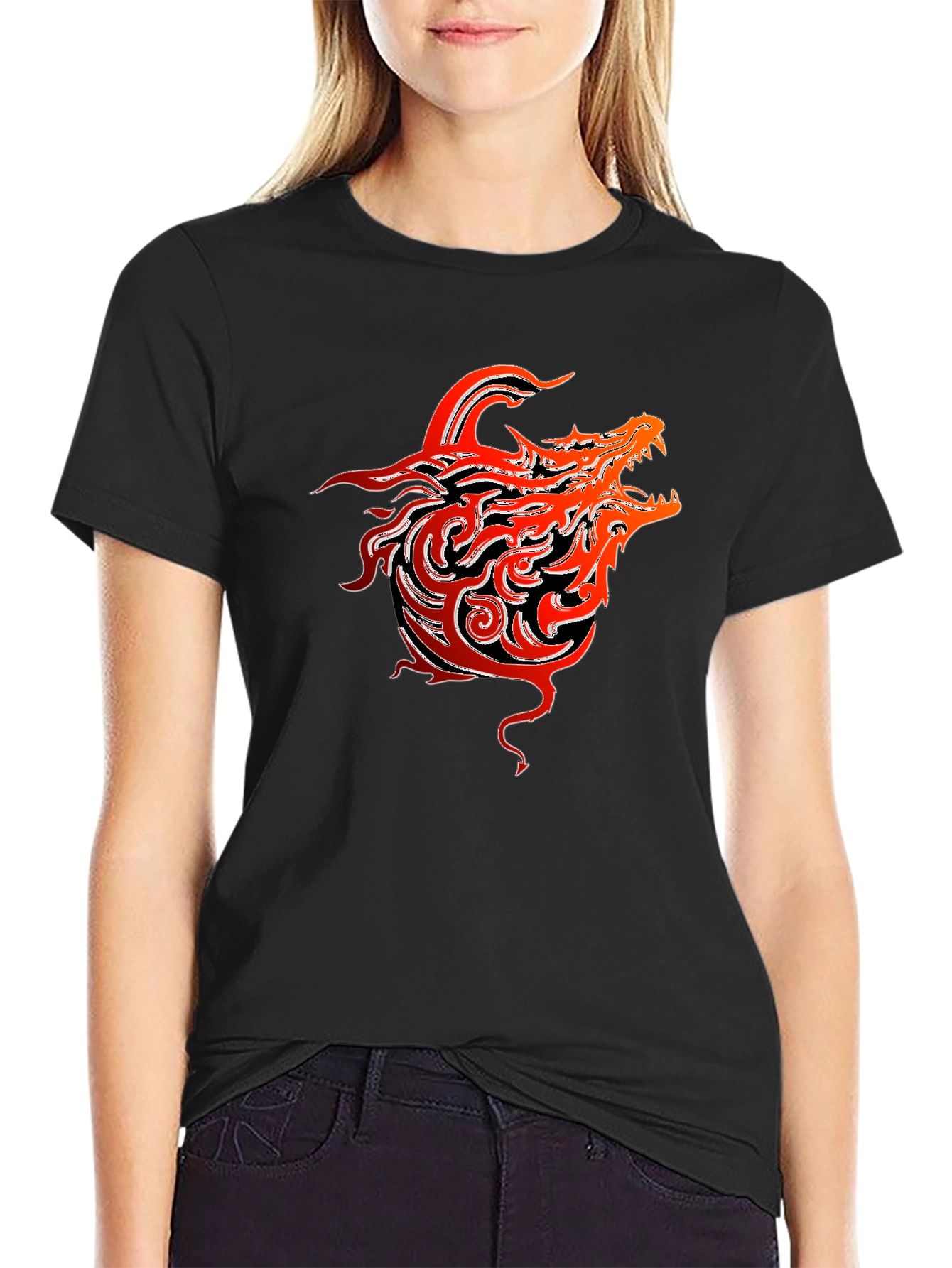 Dragon Graphic T-Shirt - Bold Tribal Design