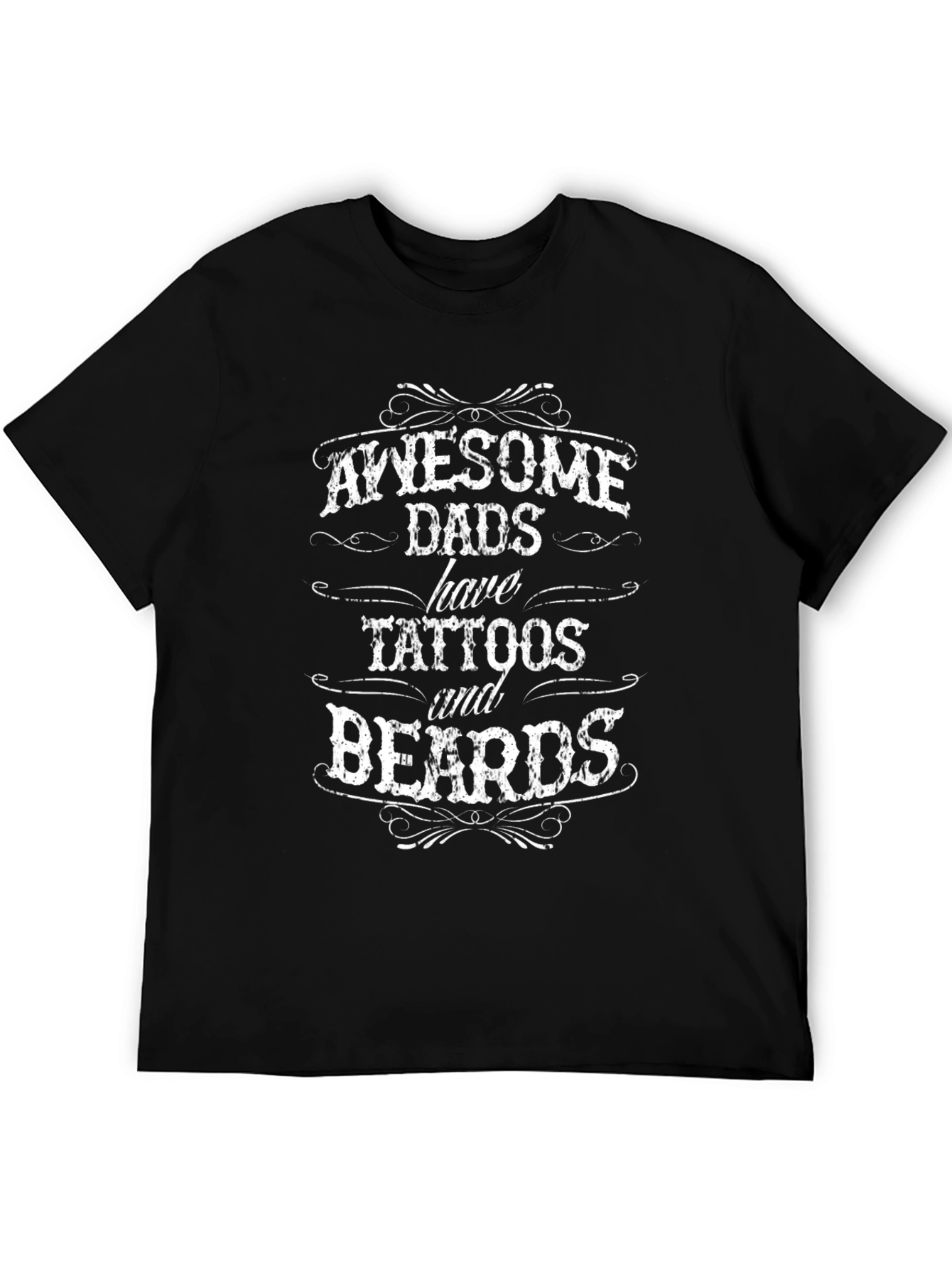 Awesome Dads Tattoo Beard Graphic Tee