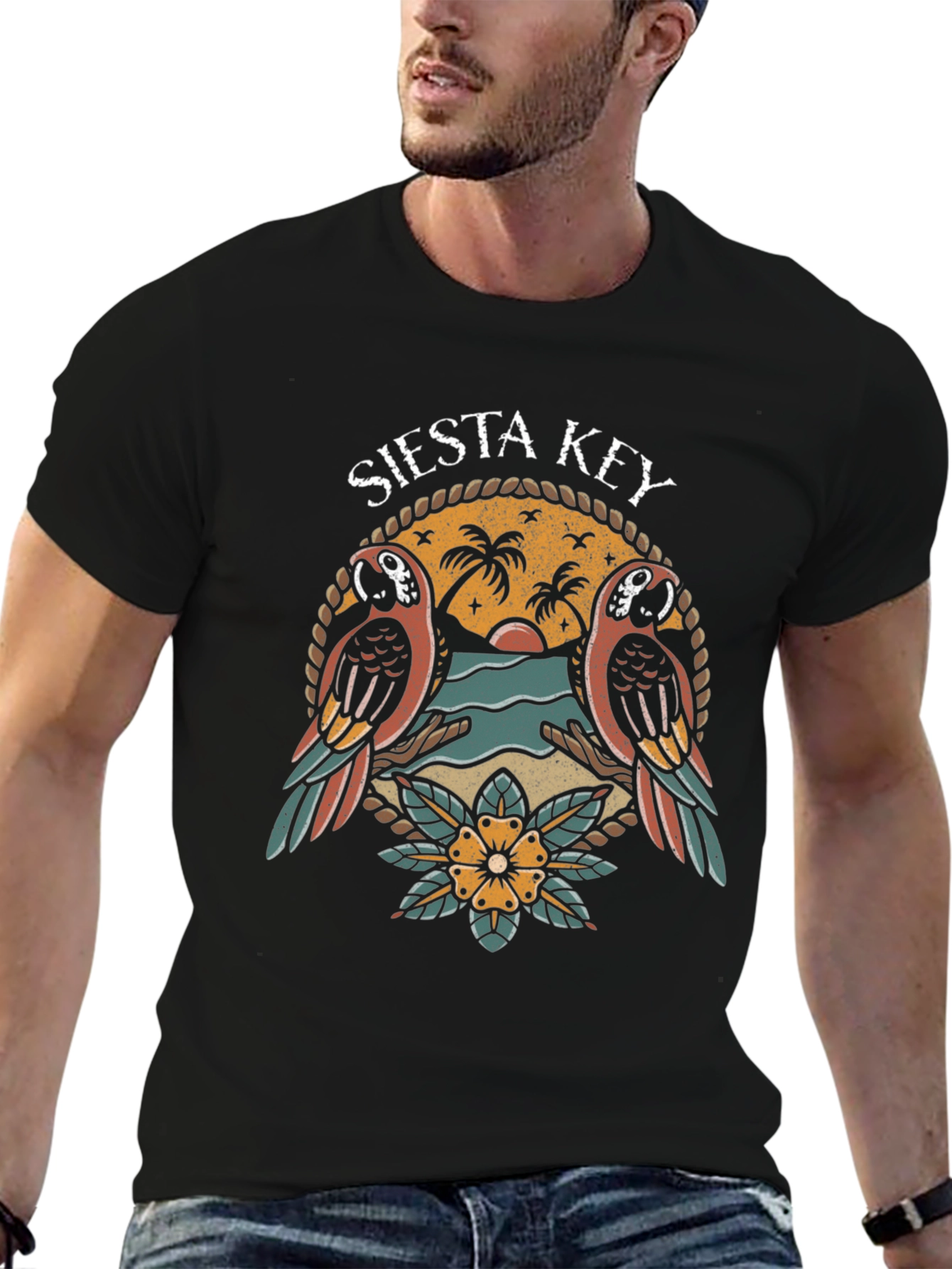 Siesta Key Parrot Graphic T-Shirt