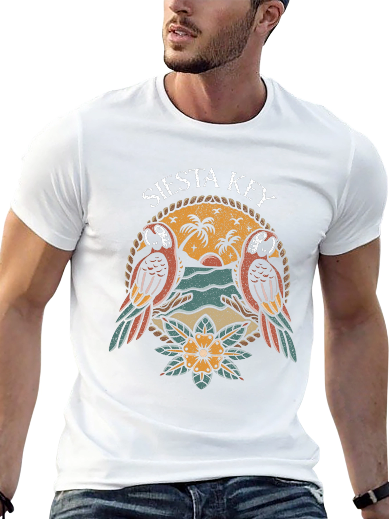 Siesta Key Parrot Graphic T-Shirt