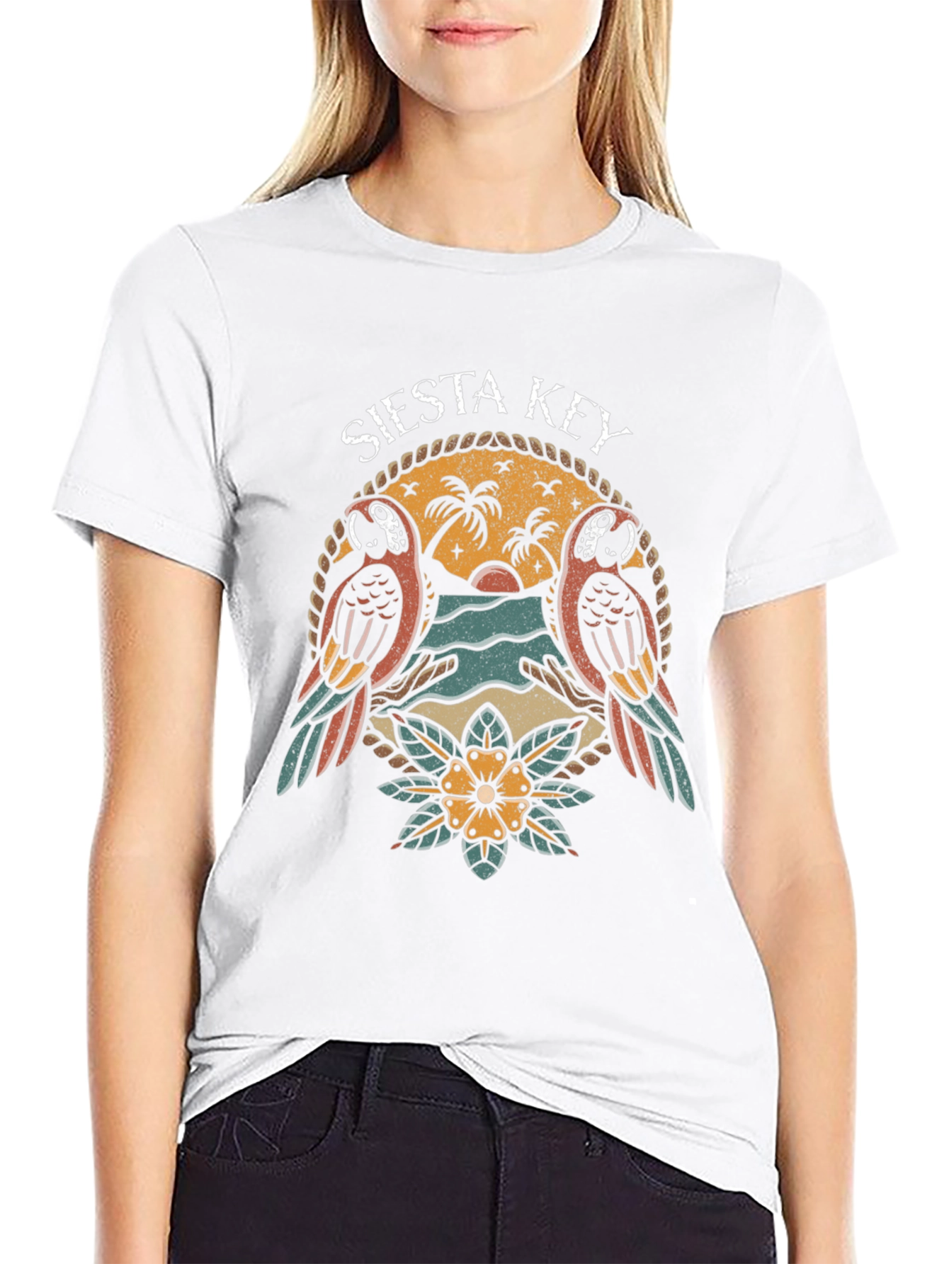 Siesta Key Parrot Graphic T-Shirt