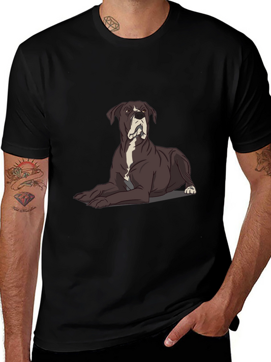 Great Dane Dog Graphic Tee - Black Casual T-Shirt