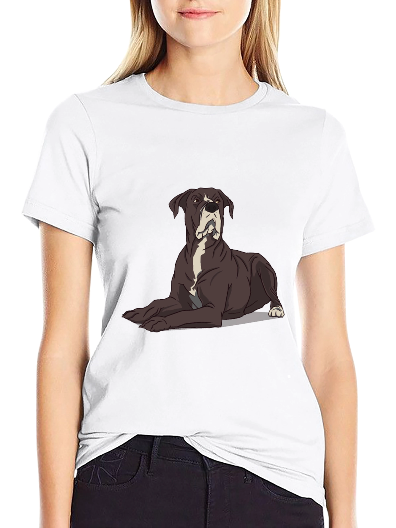 Great Dane Dog Graphic Tee - Black Casual T-Shirt