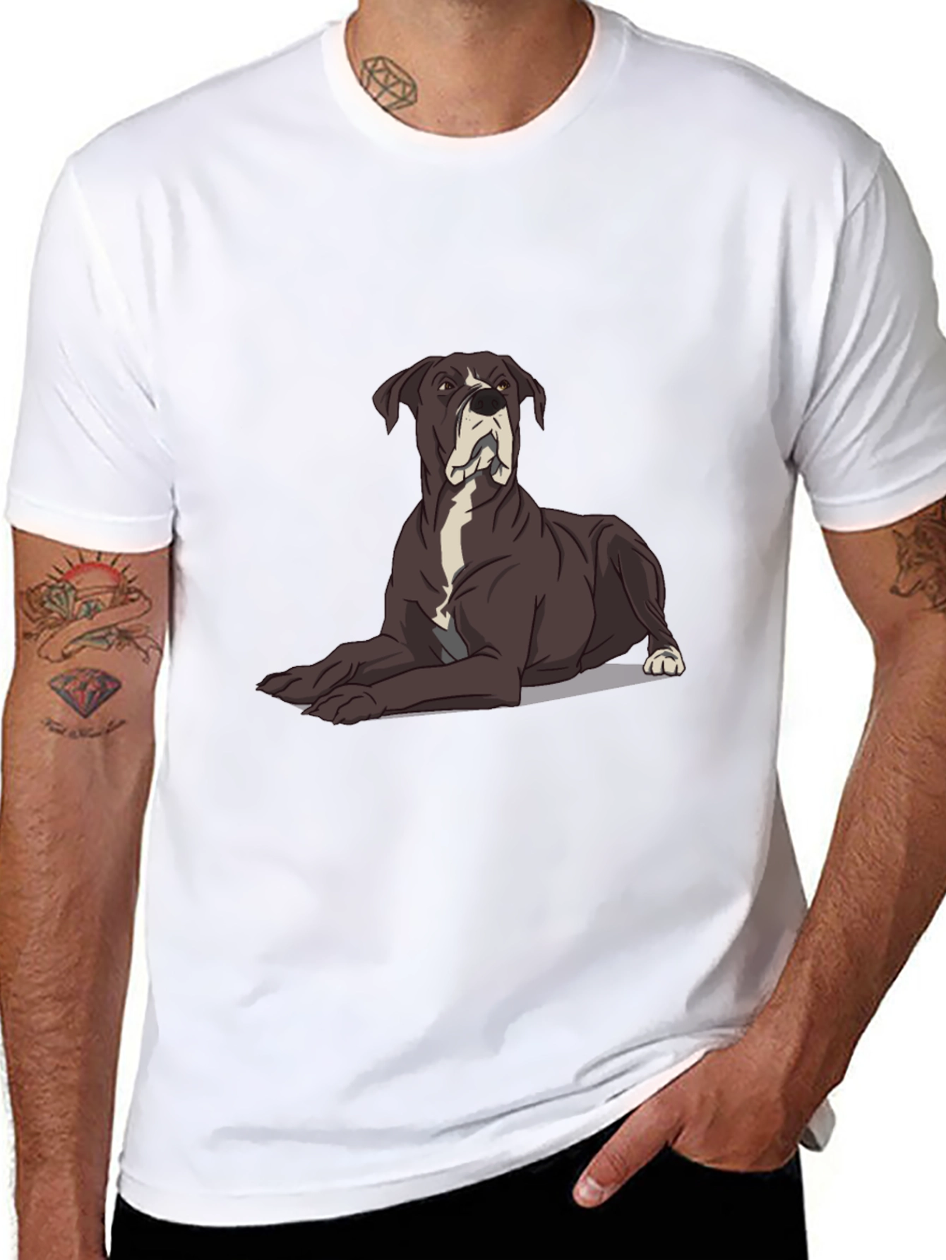 Great Dane Dog Graphic Tee - Black Casual T-Shirt