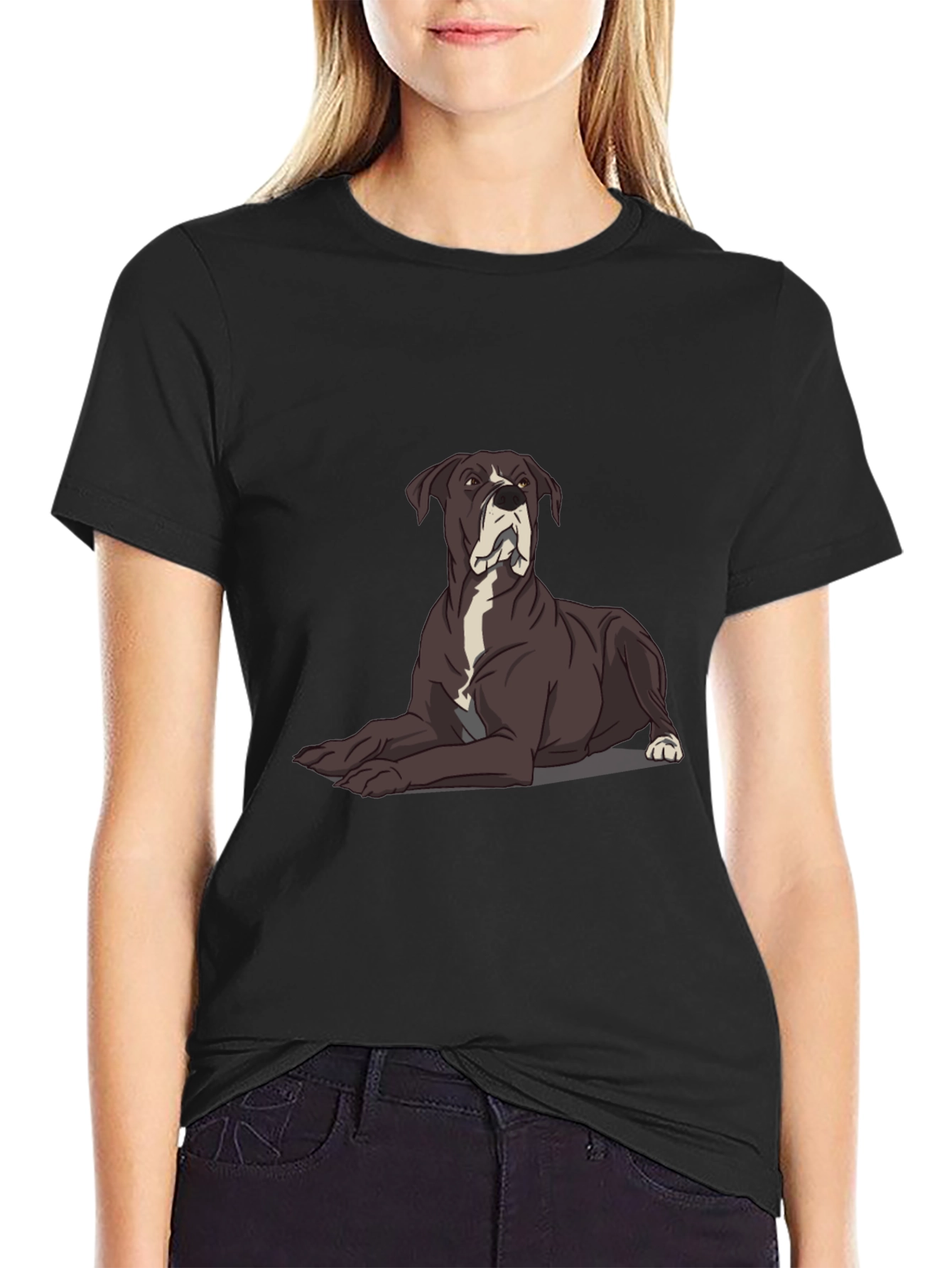 Great Dane Dog Graphic Tee - Black Casual T-Shirt