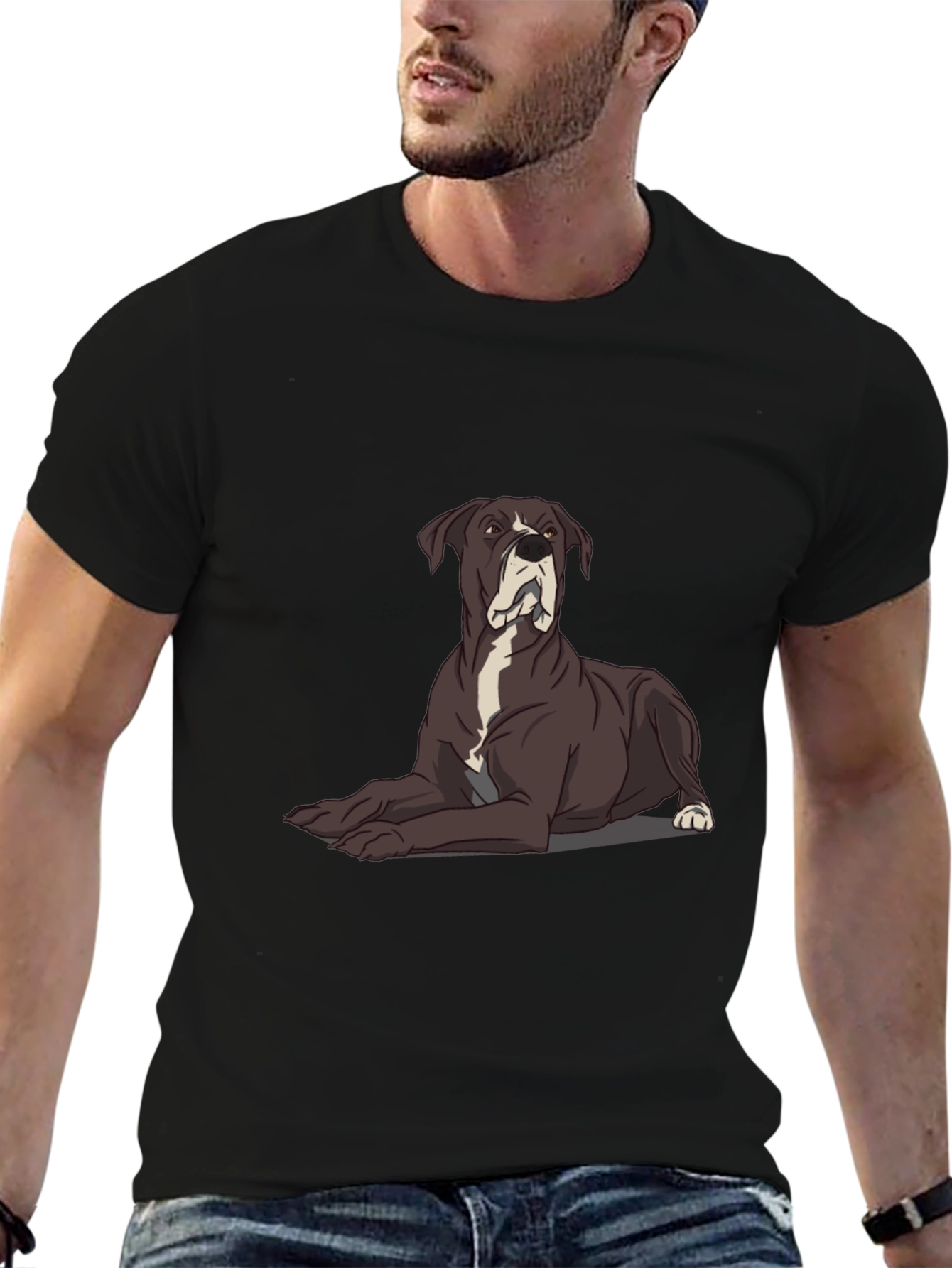 Great Dane Dog Graphic Tee - Black Casual T-Shirt
