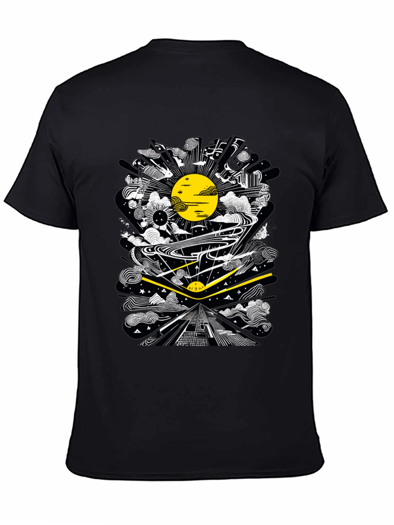 Abstract Graphic Tee - Black Cotton T-Shirt