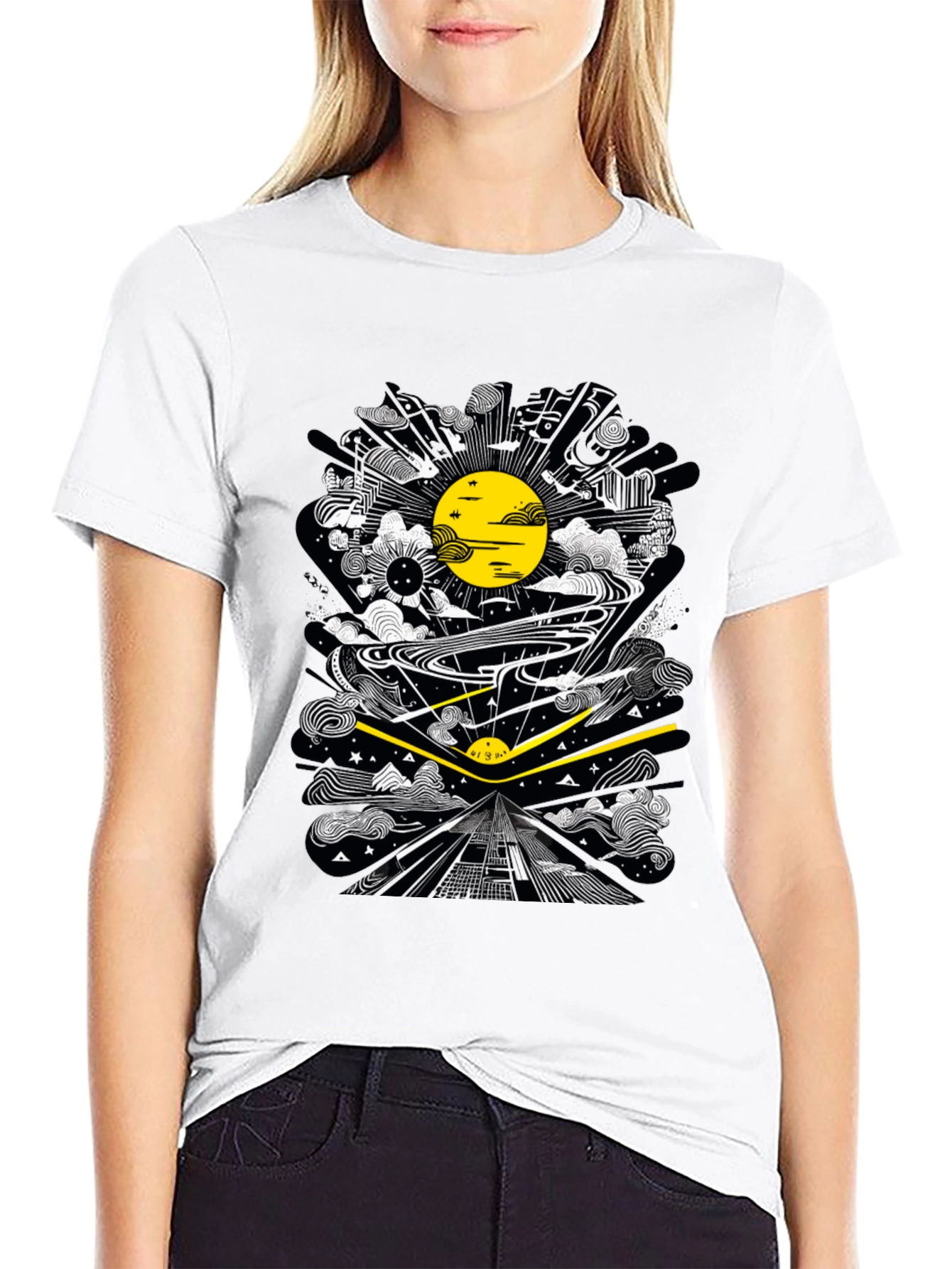 Abstract Graphic Tee - Black Cotton T-Shirt