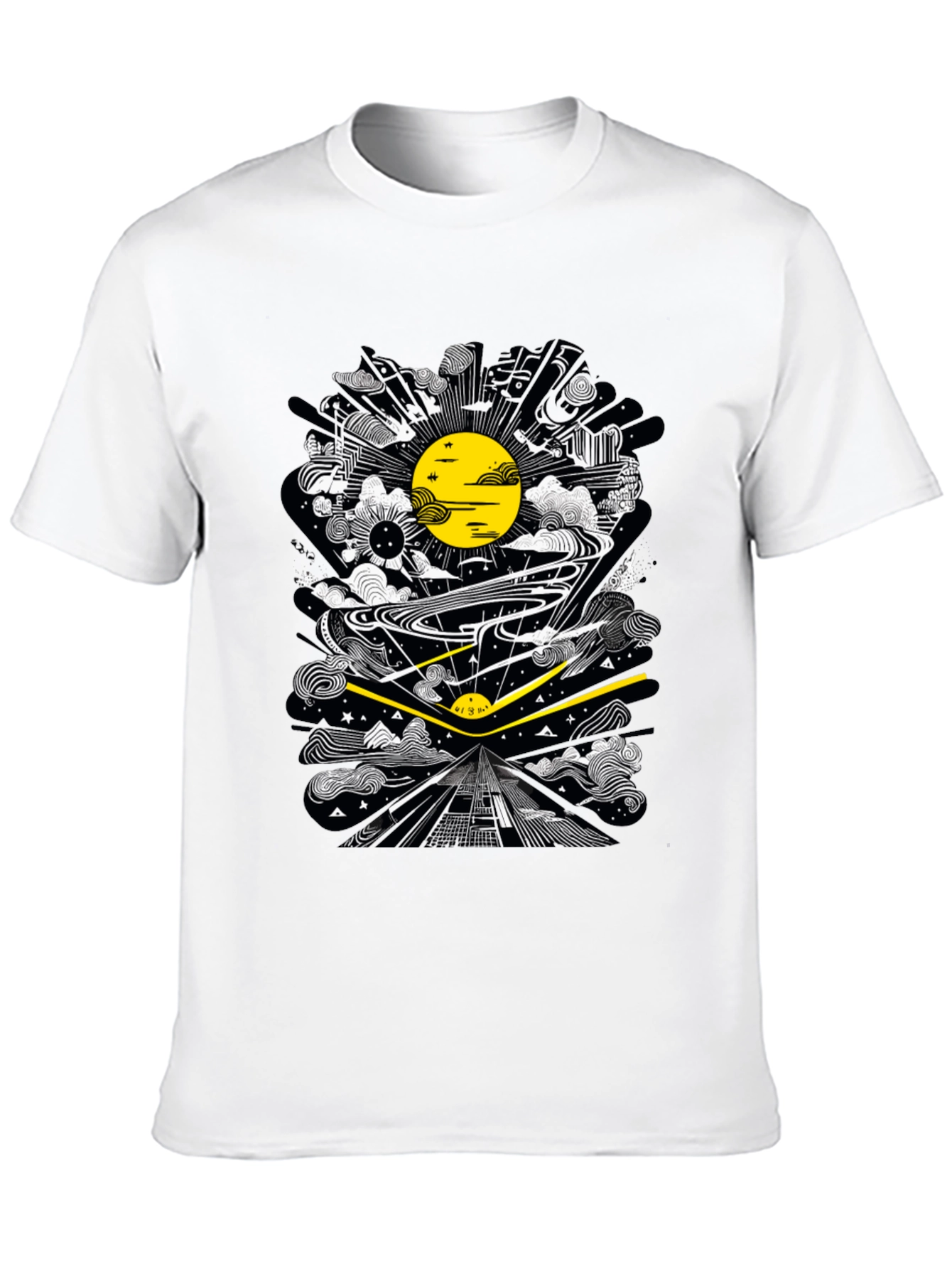 Abstract Graphic Tee - Black Cotton T-Shirt