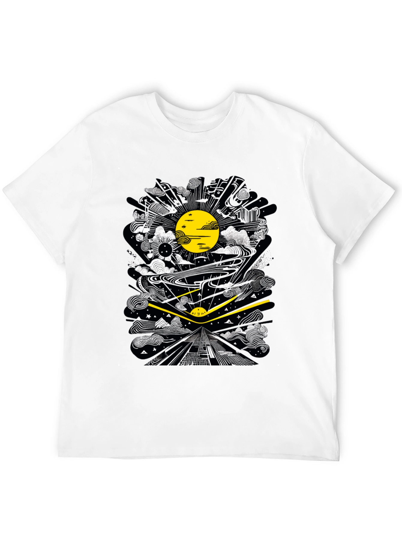 Abstract Graphic Tee - Black Cotton T-Shirt