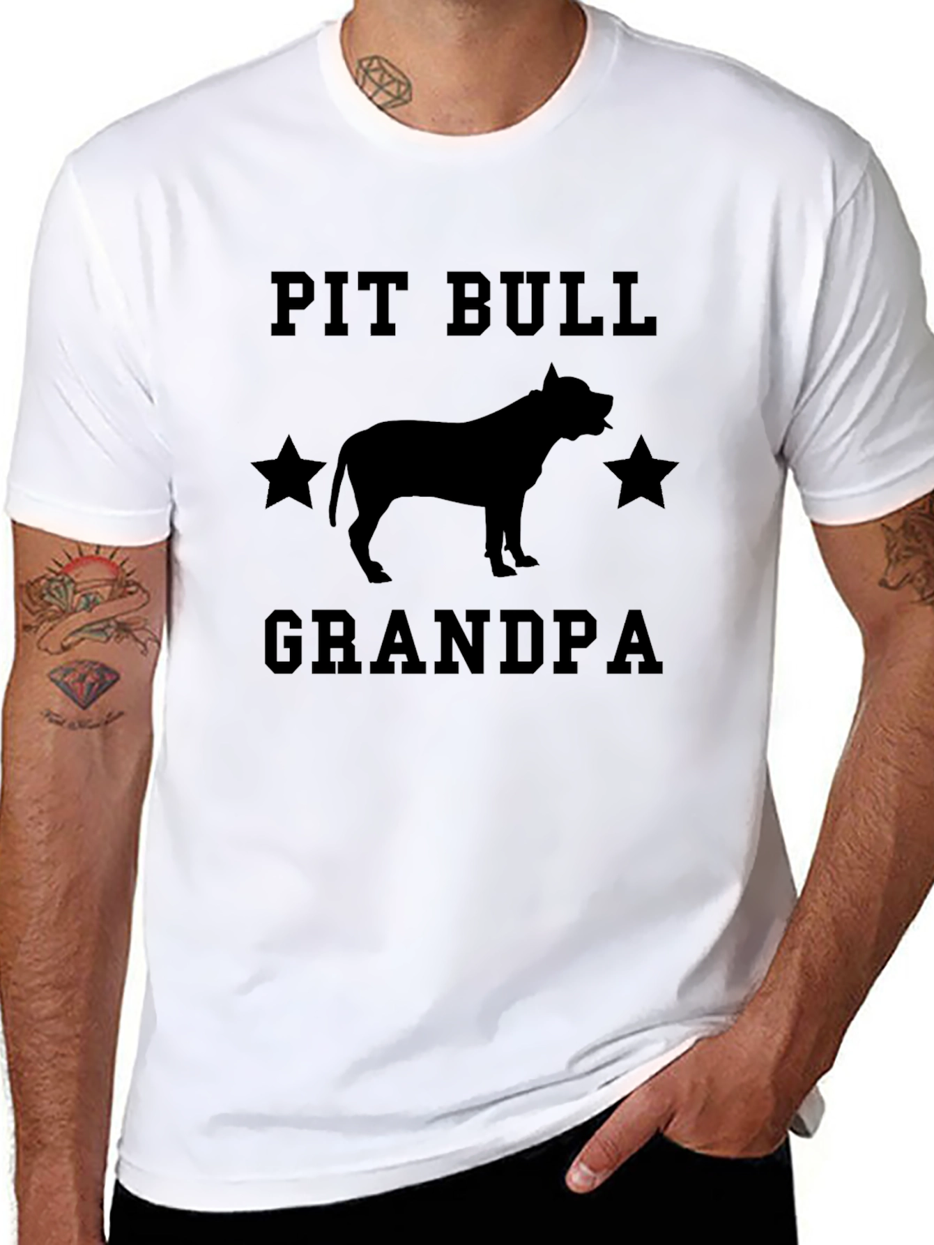 Pit Bull Grandpa Graphic T-Shirt