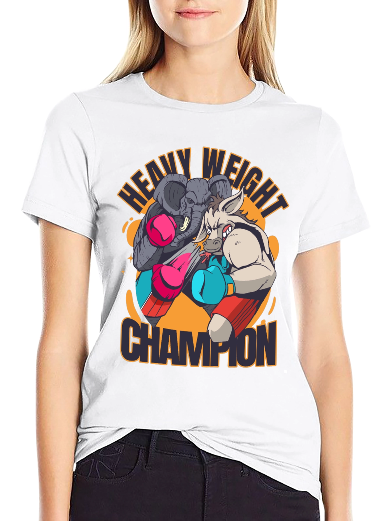 Heavy Weight Champion T-Shirt: Elephant vs Donkey Boxing