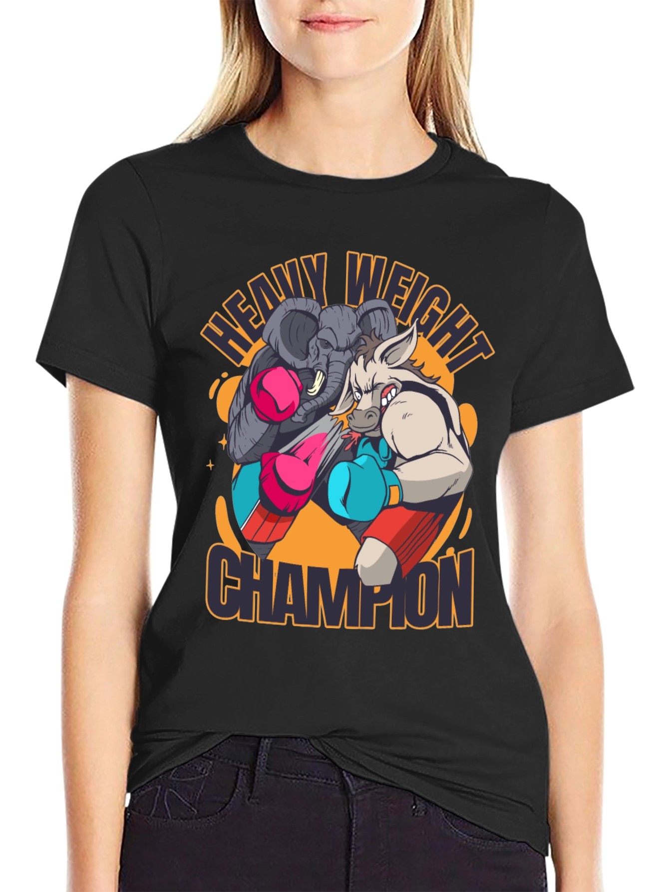 Heavy Weight Champion T-Shirt: Elephant vs Donkey Boxing
