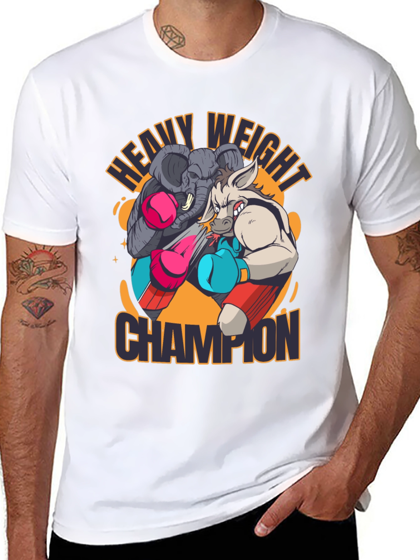 Heavy Weight Champion T-Shirt: Elephant vs Donkey Boxing