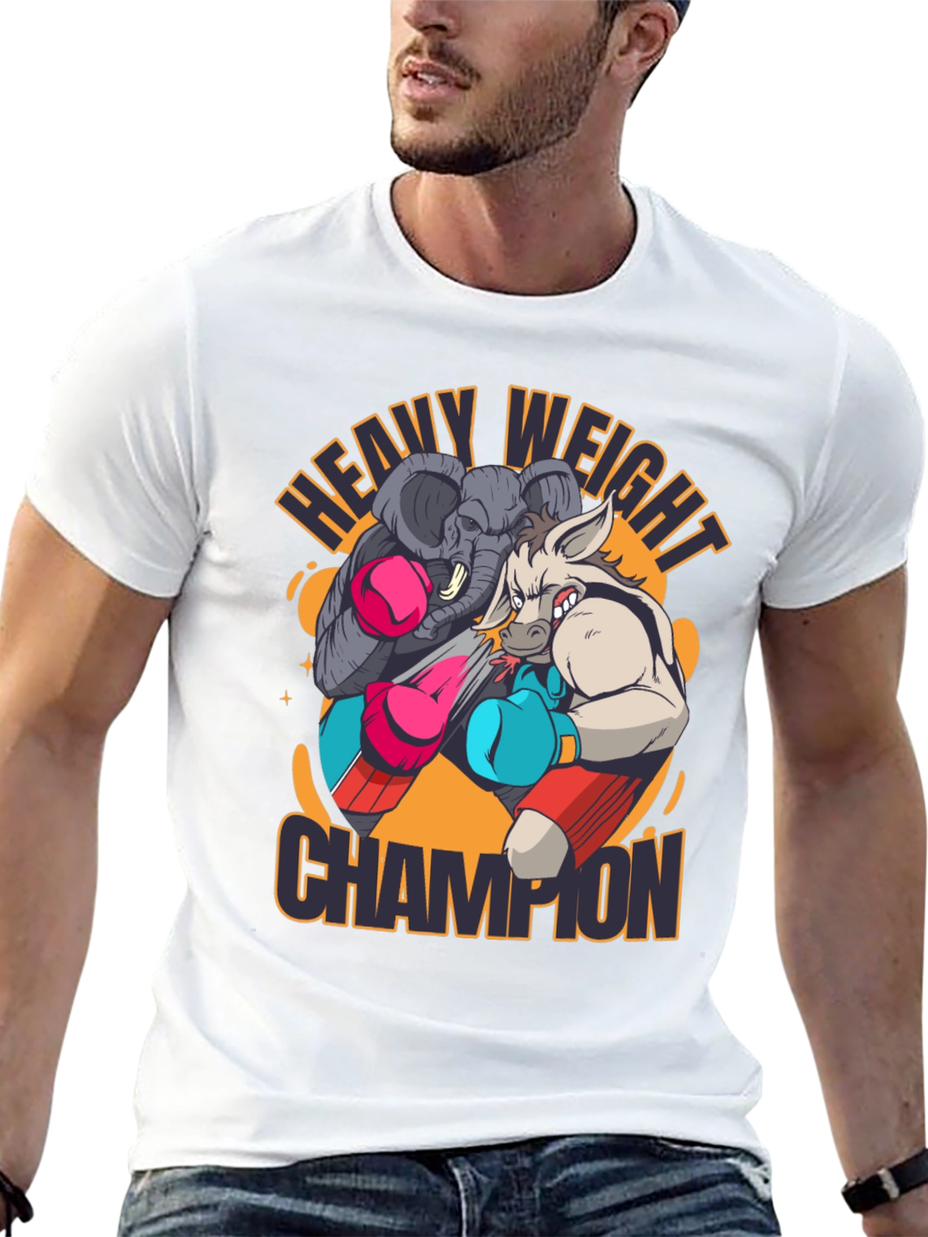 Heavy Weight Champion T-Shirt: Elephant vs Donkey Boxing
