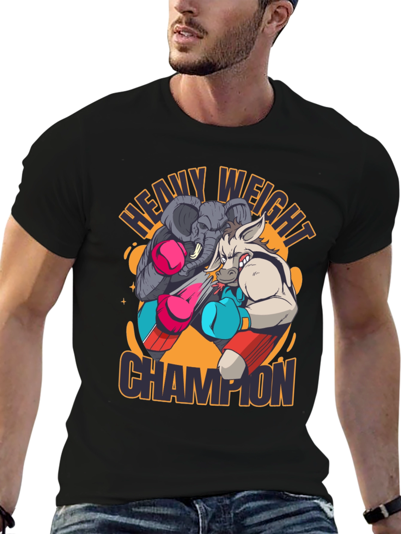 Heavy Weight Champion T-Shirt: Elephant vs Donkey Boxing