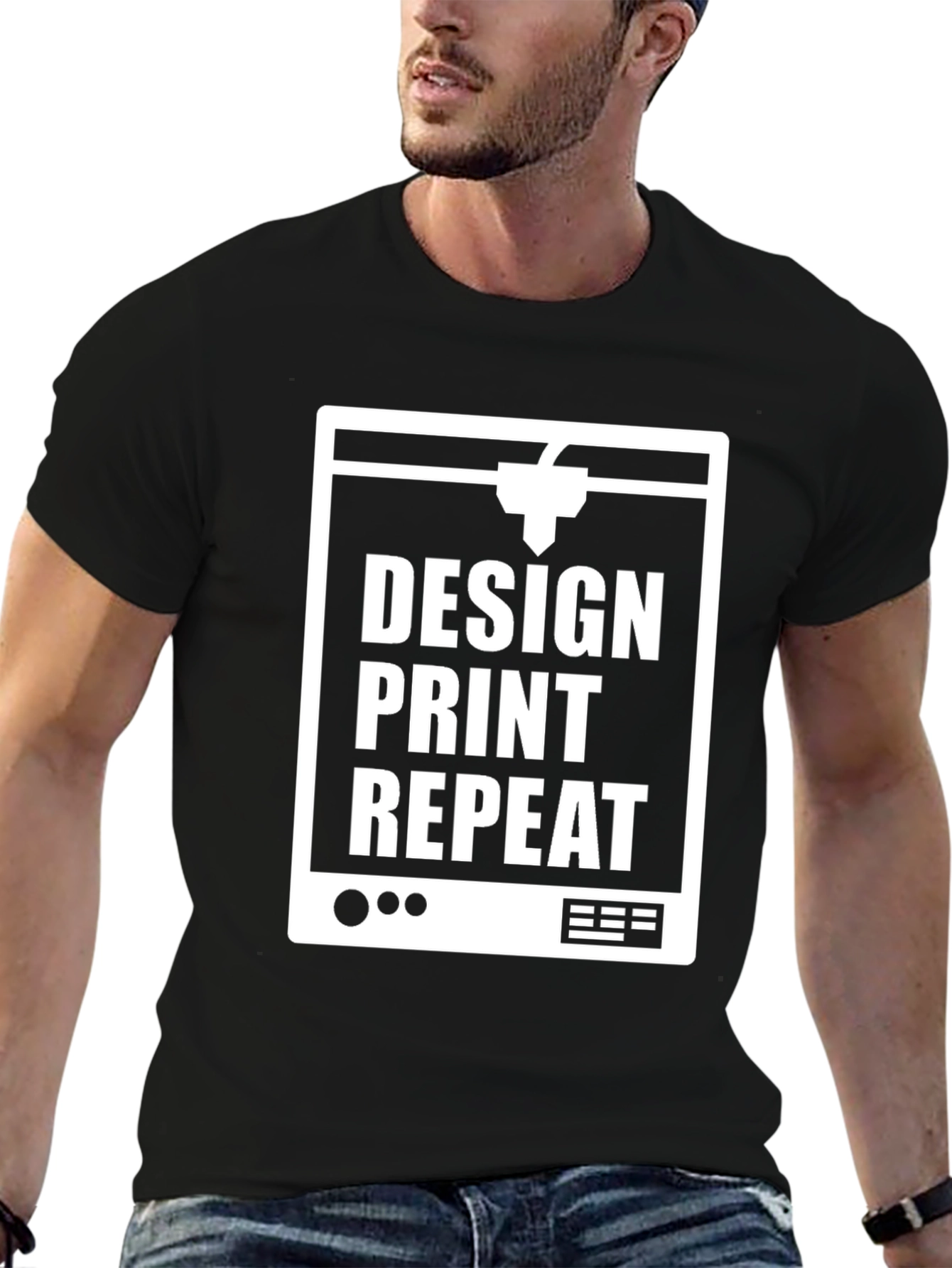 Design Print Repeat Black T-Shirt