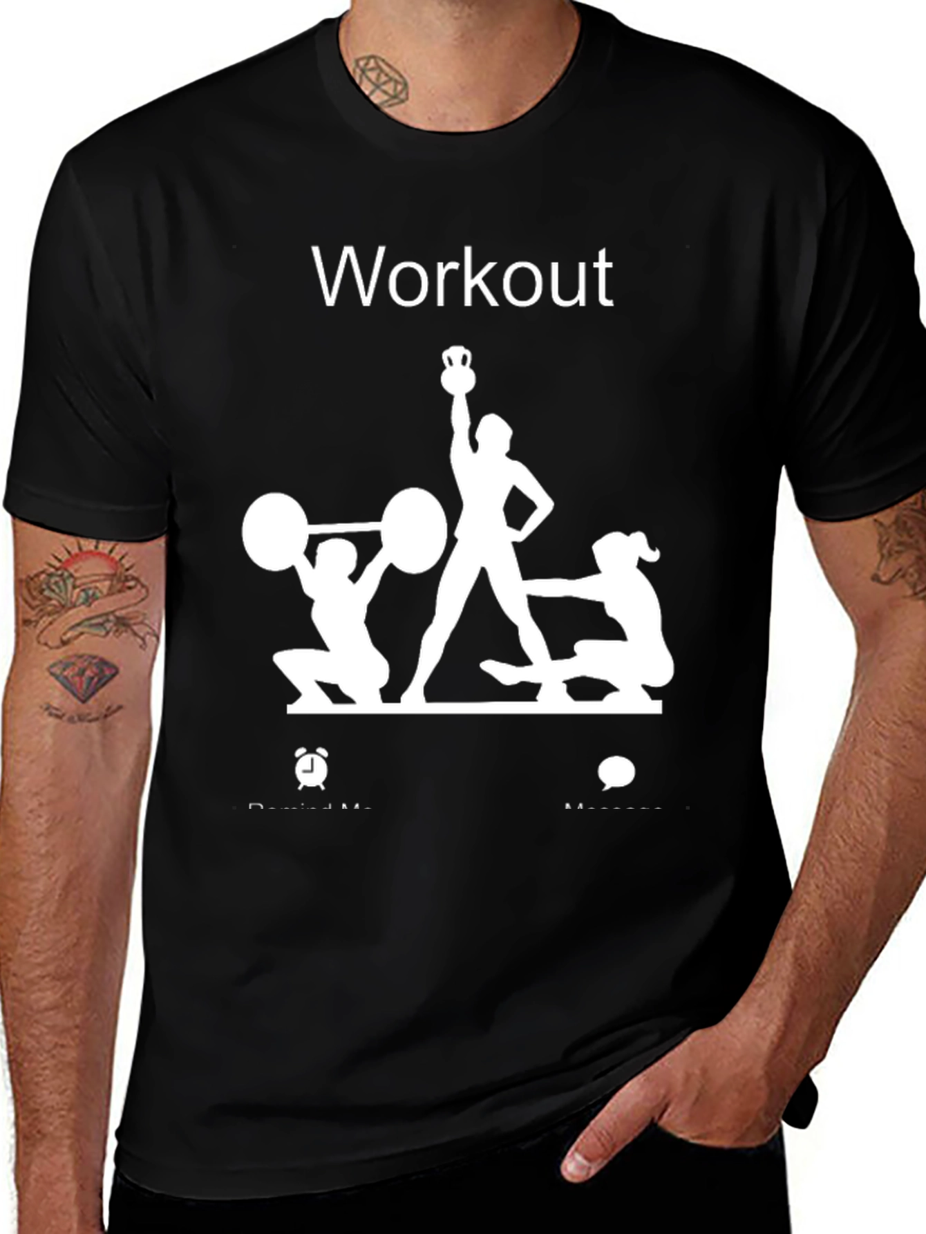 Workout Graphic Tee - Black Cotton Fitness Shirt