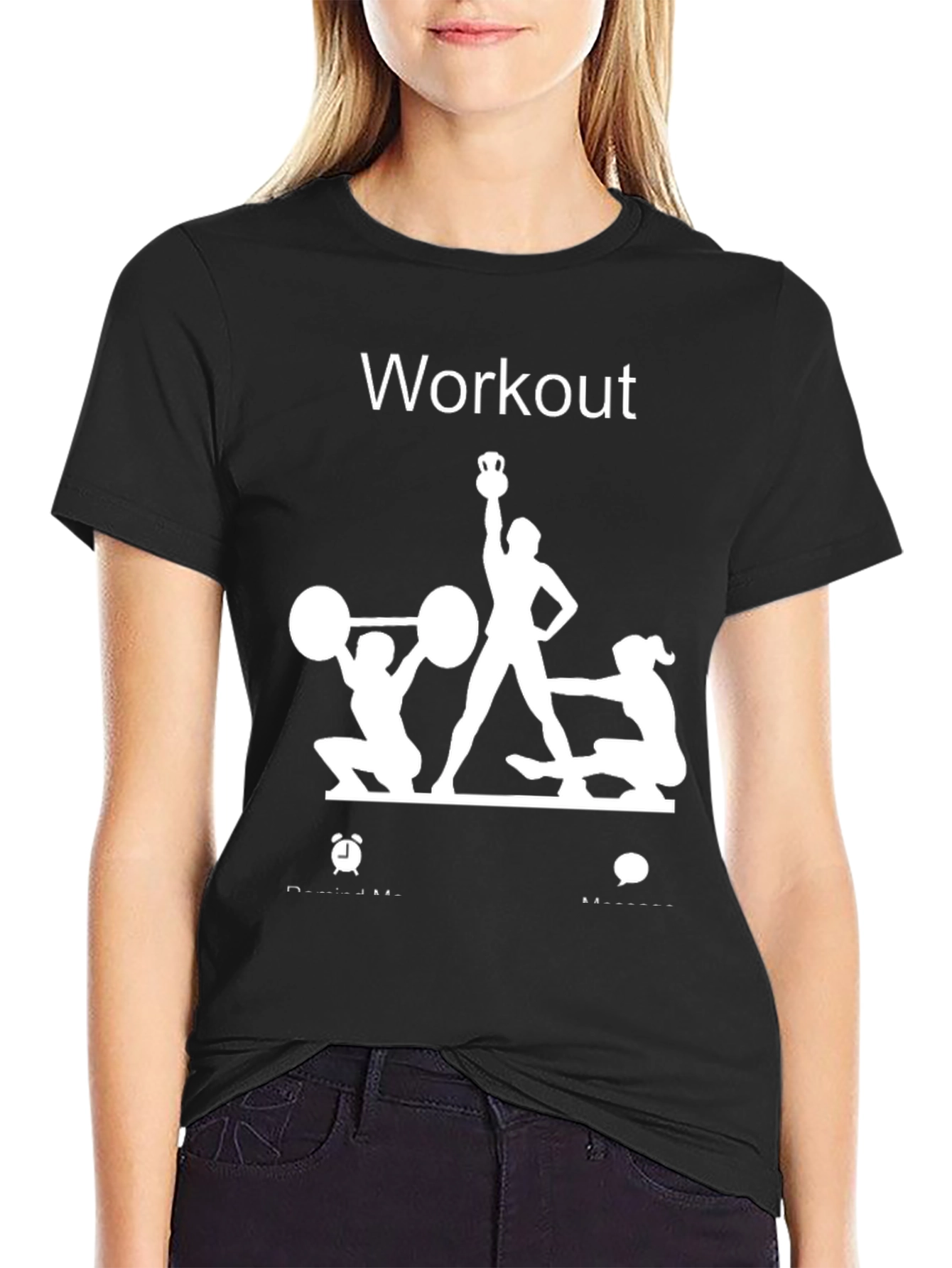 Workout Graphic Tee - Black Cotton Fitness Shirt