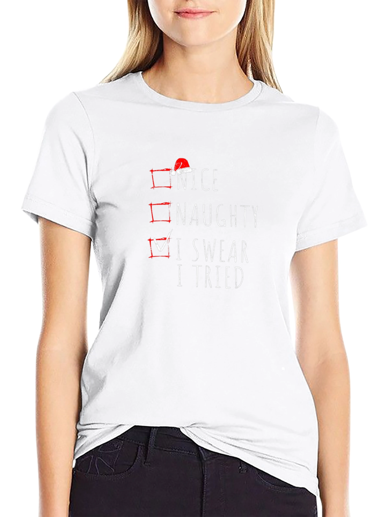 Naughty Nice I Swear I Tried Christmas Graphic Tee