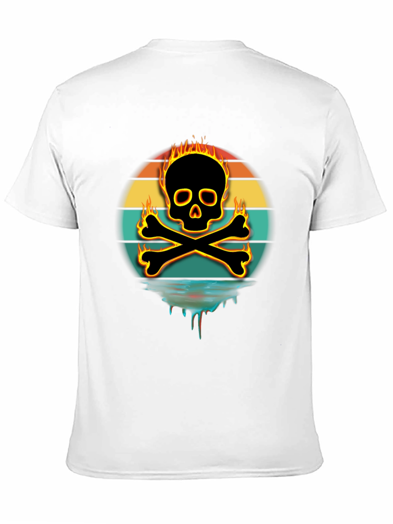 Fiery Skull & Crossbones Graphic Tee - Black