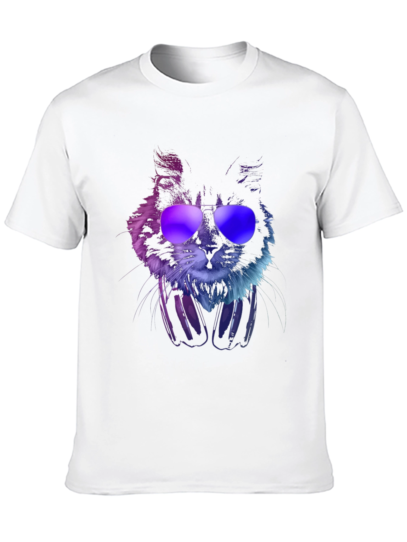 Cool Cat T-Shirt with Headphones & Sunglasses