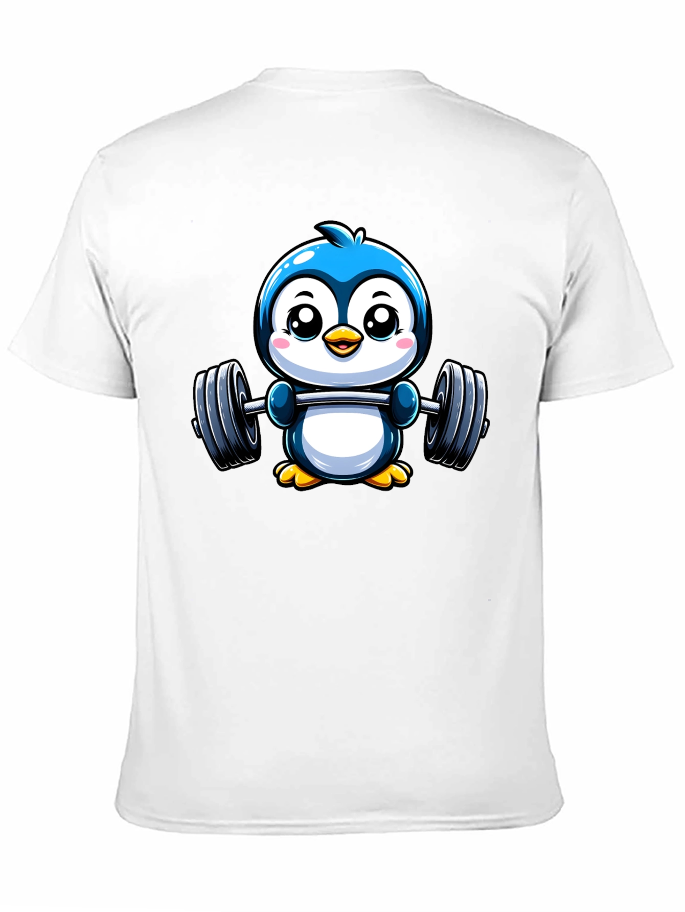 Cute Penguin Lifting Weights Graphic Tee