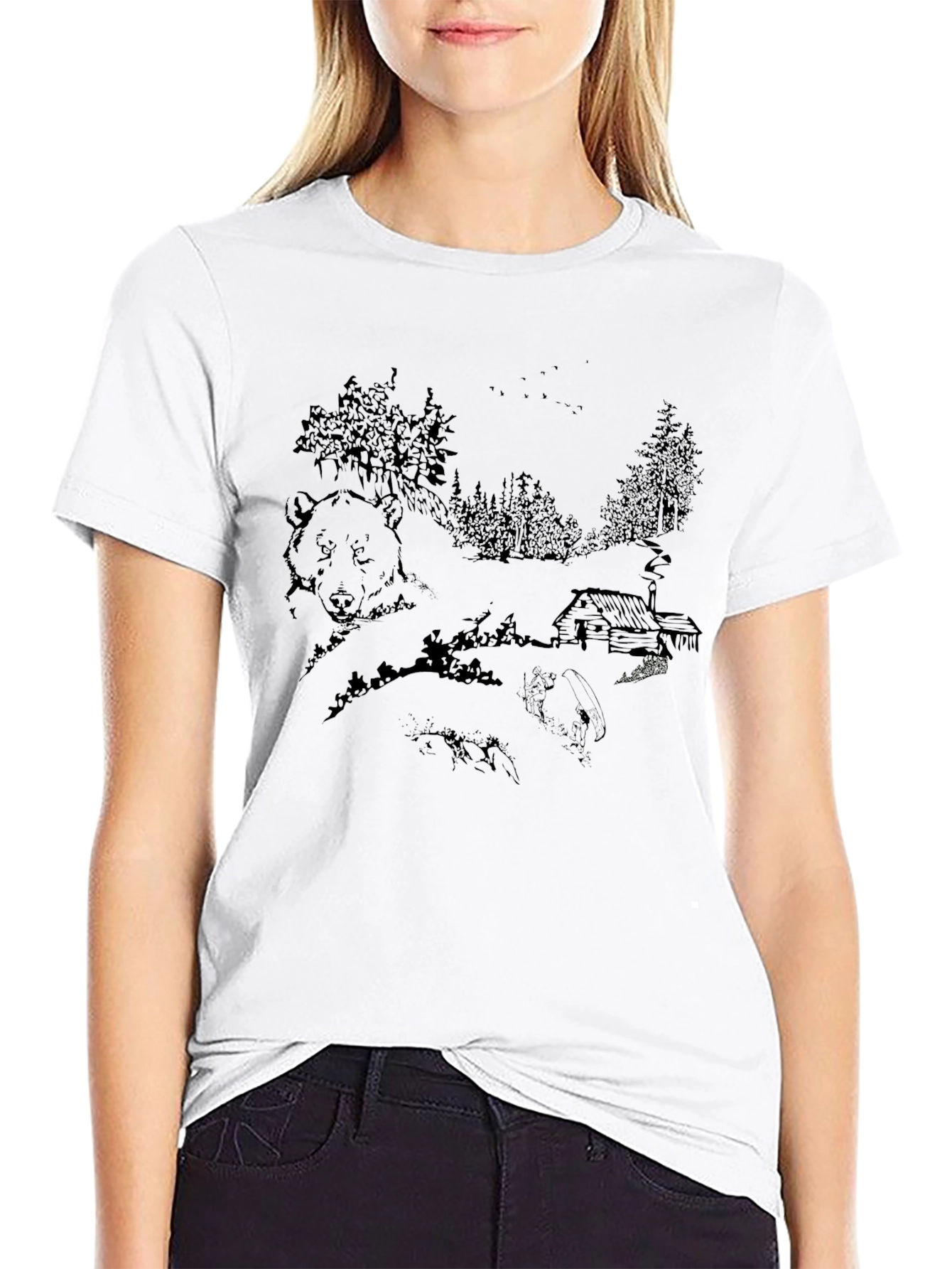 Cabin Bear Graphic Tee - Unisex Black T-Shirt
