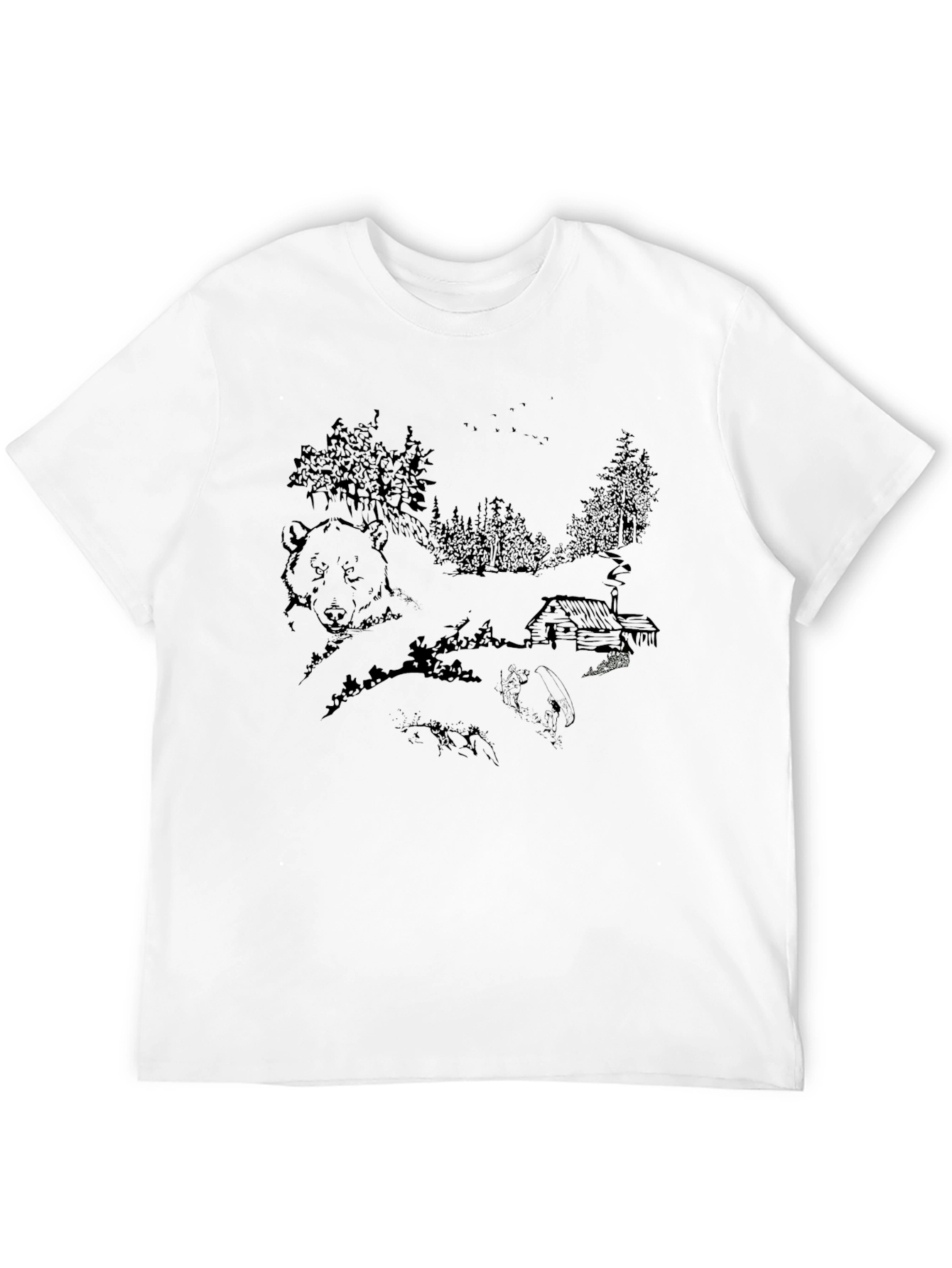 Cabin Bear Graphic Tee - Unisex Black T-Shirt