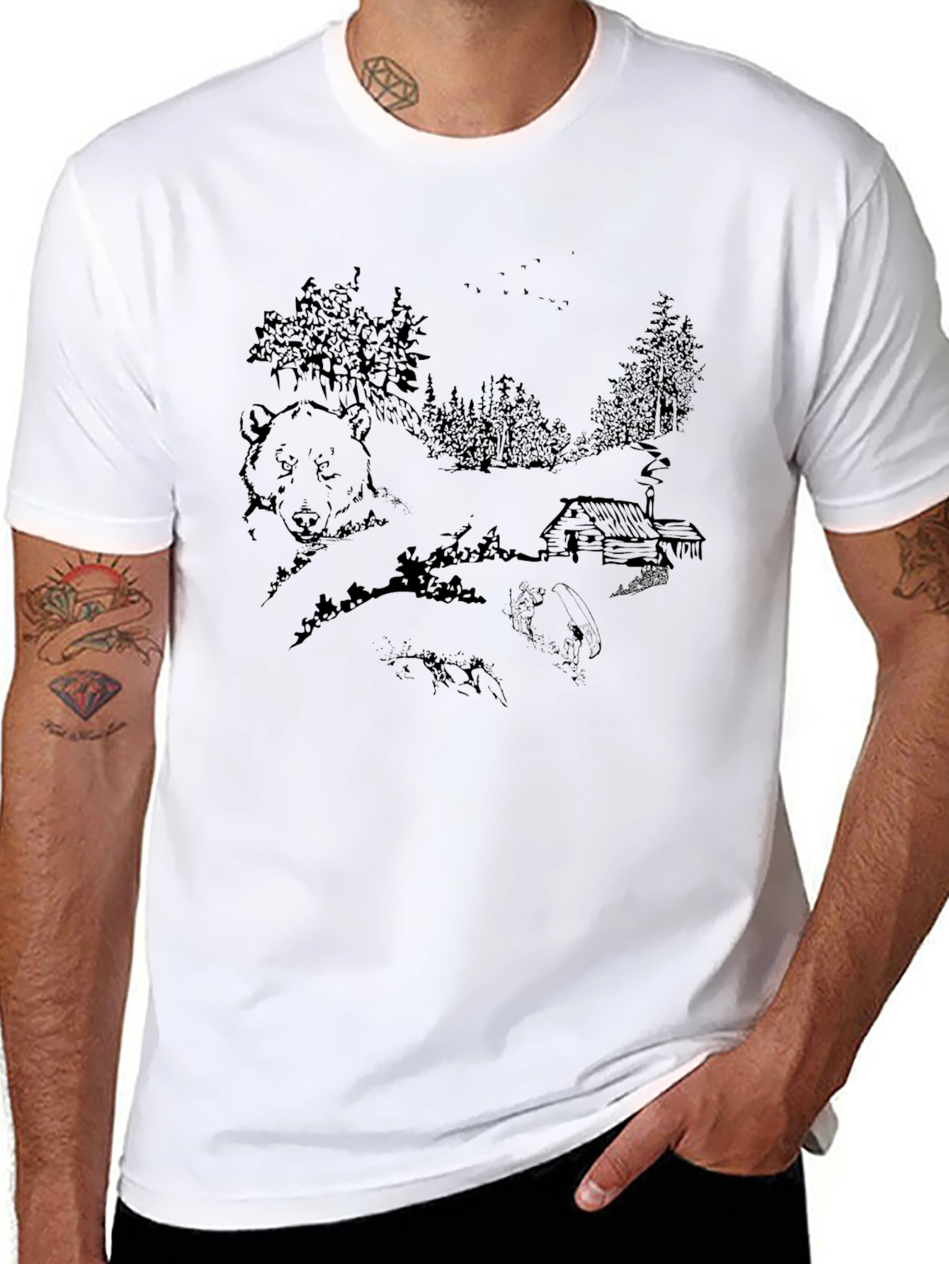 Cabin Bear Graphic Tee - Unisex Black T-Shirt