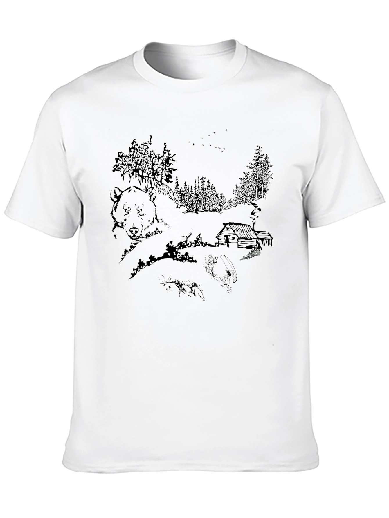 Cabin Bear Graphic Tee - Unisex Black T-Shirt