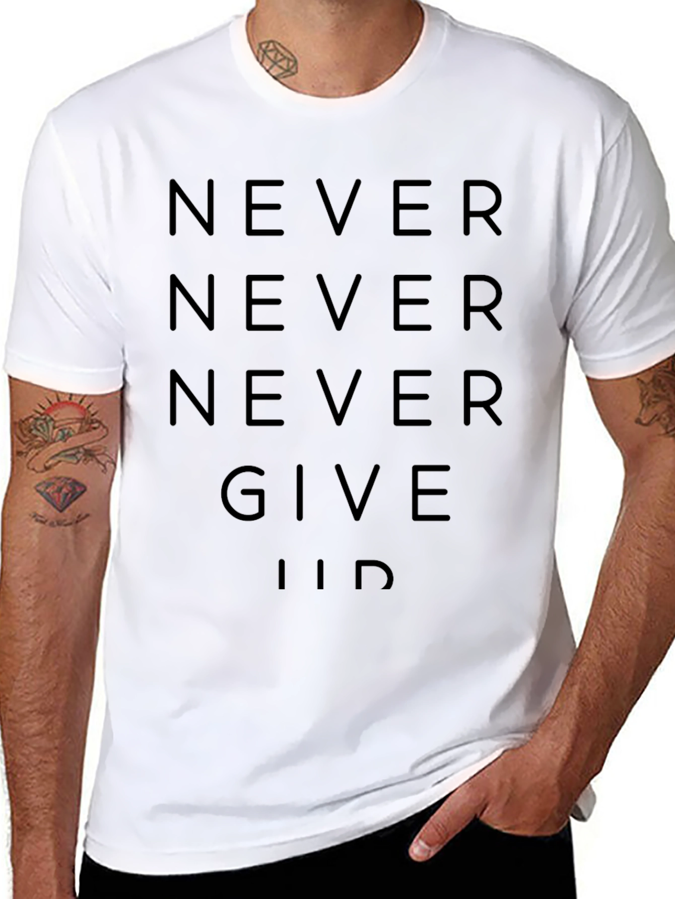 Never Give Up Graphic Tee - Motivational Mens Shirt