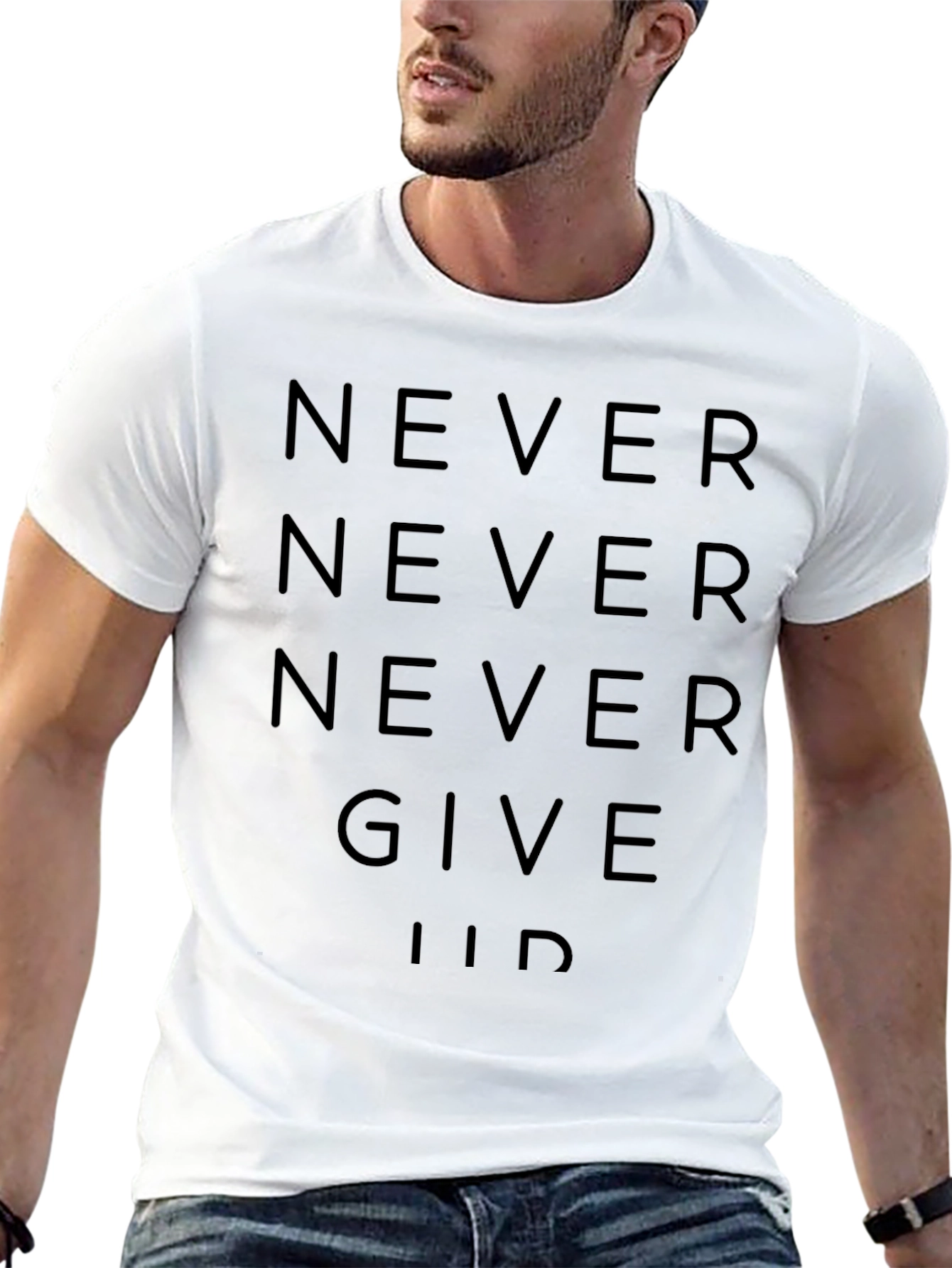 Never Give Up Graphic Tee - Motivational Mens Shirt