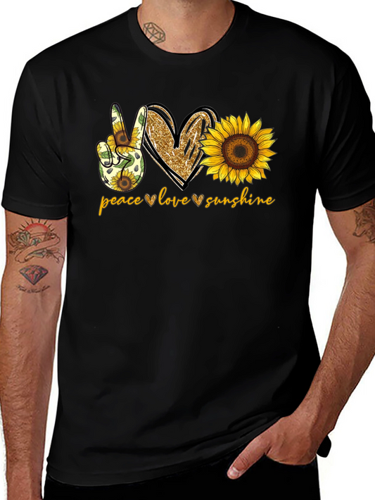 Peace Love Sunshine Sunflower Graphic T-Shirt