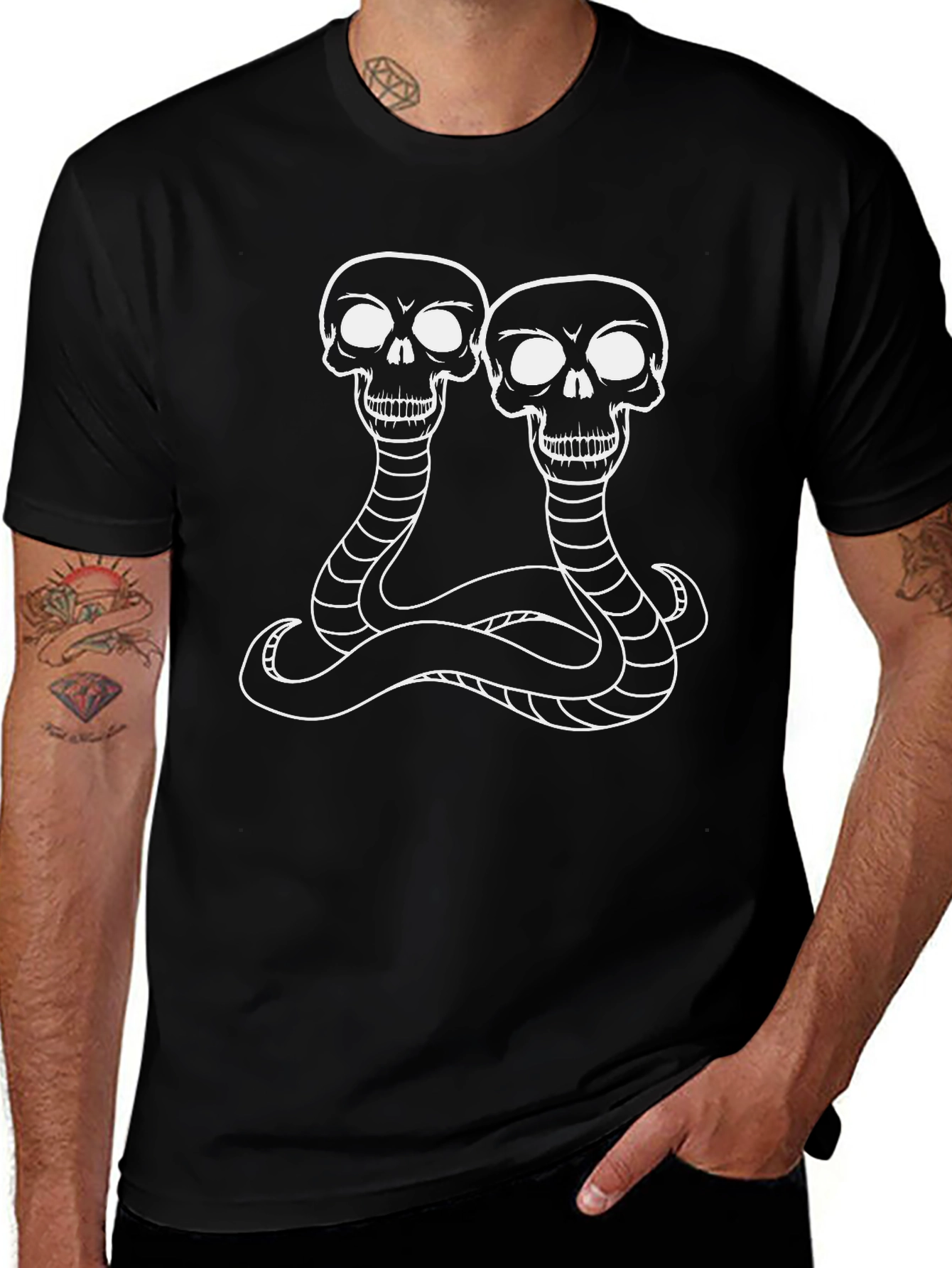 Skull Snake Graphic Tee - Black