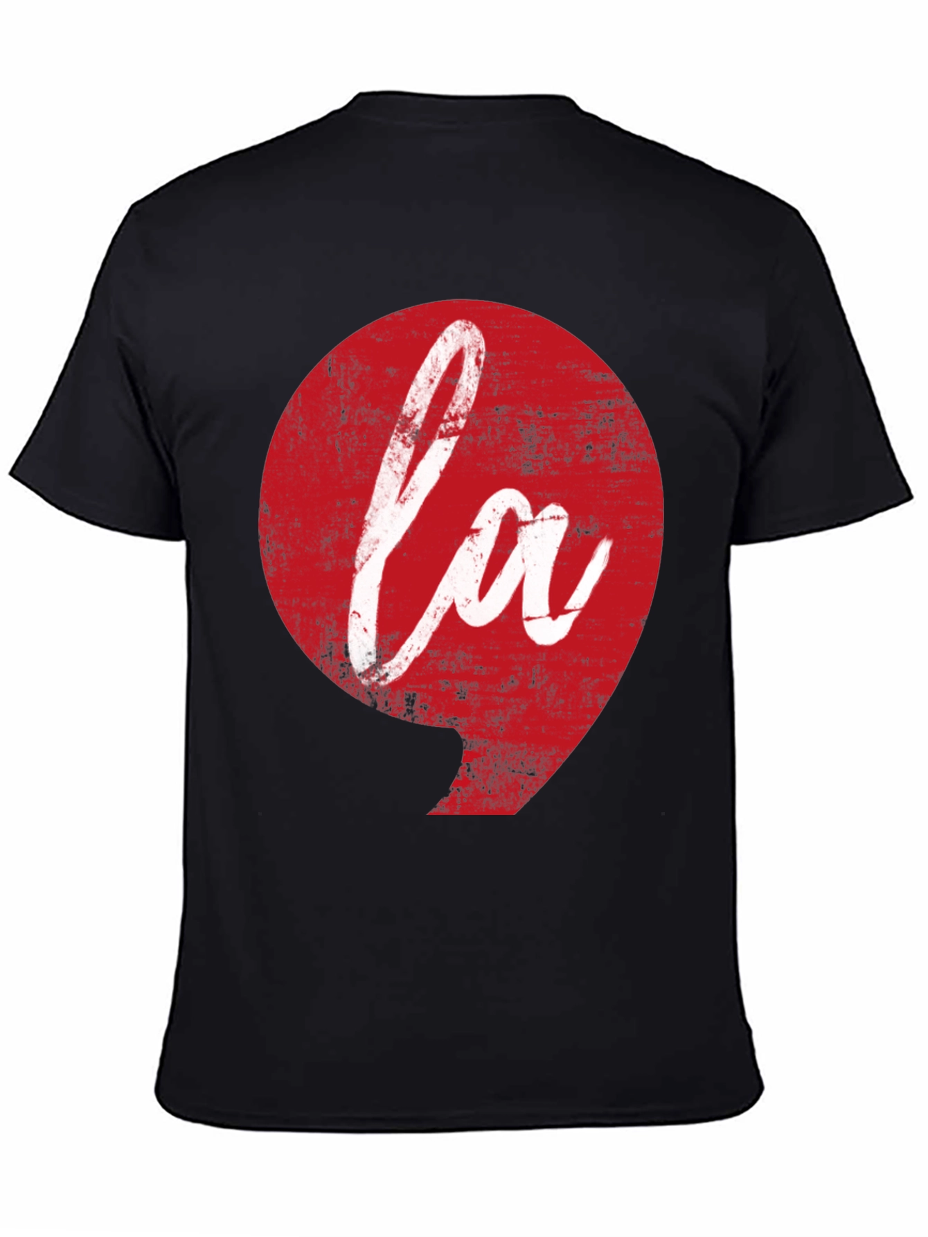 LA Graphic Tee - Distressed Red Print on Black
