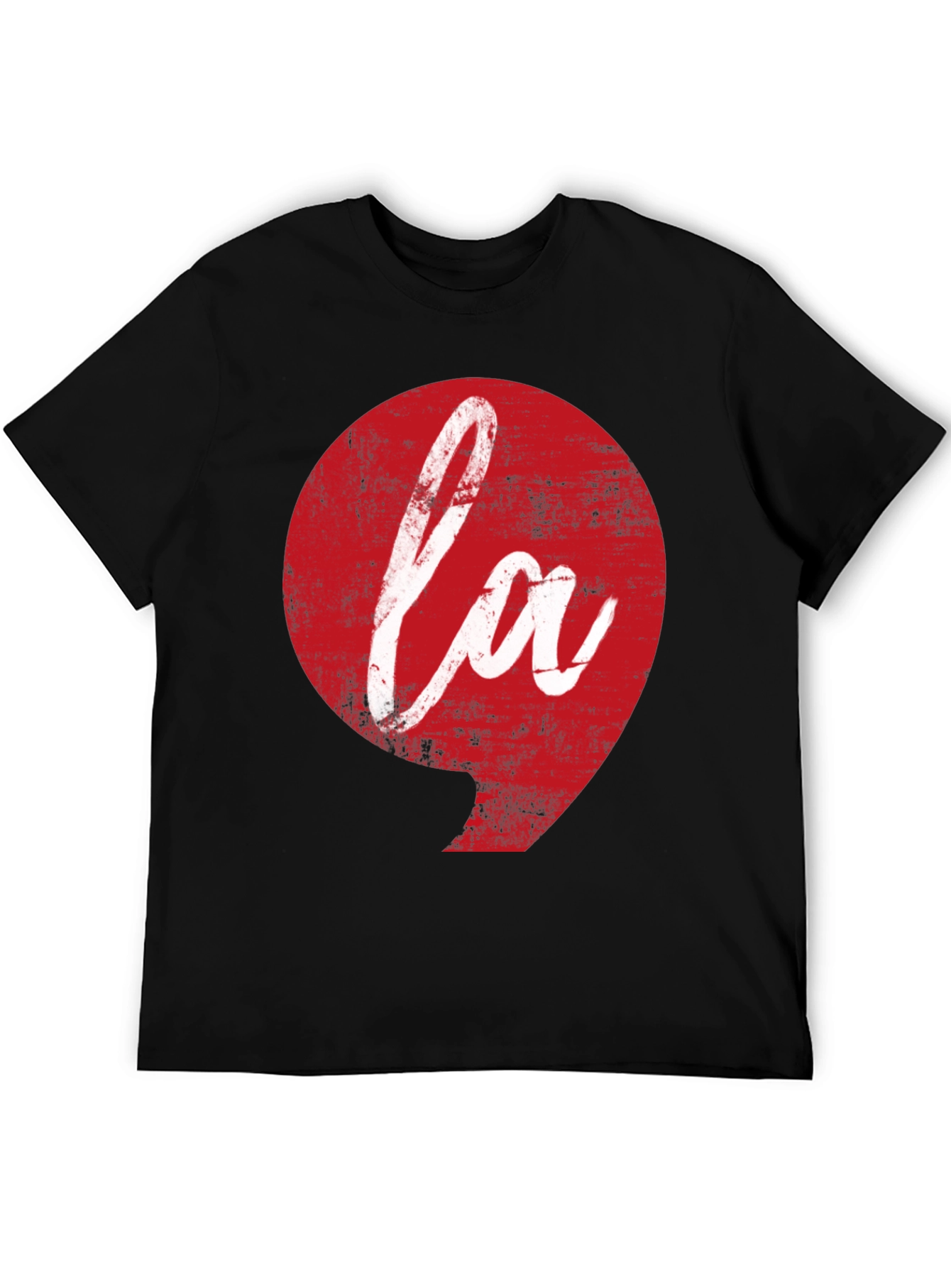 LA Graphic Tee - Distressed Red Print on Black
