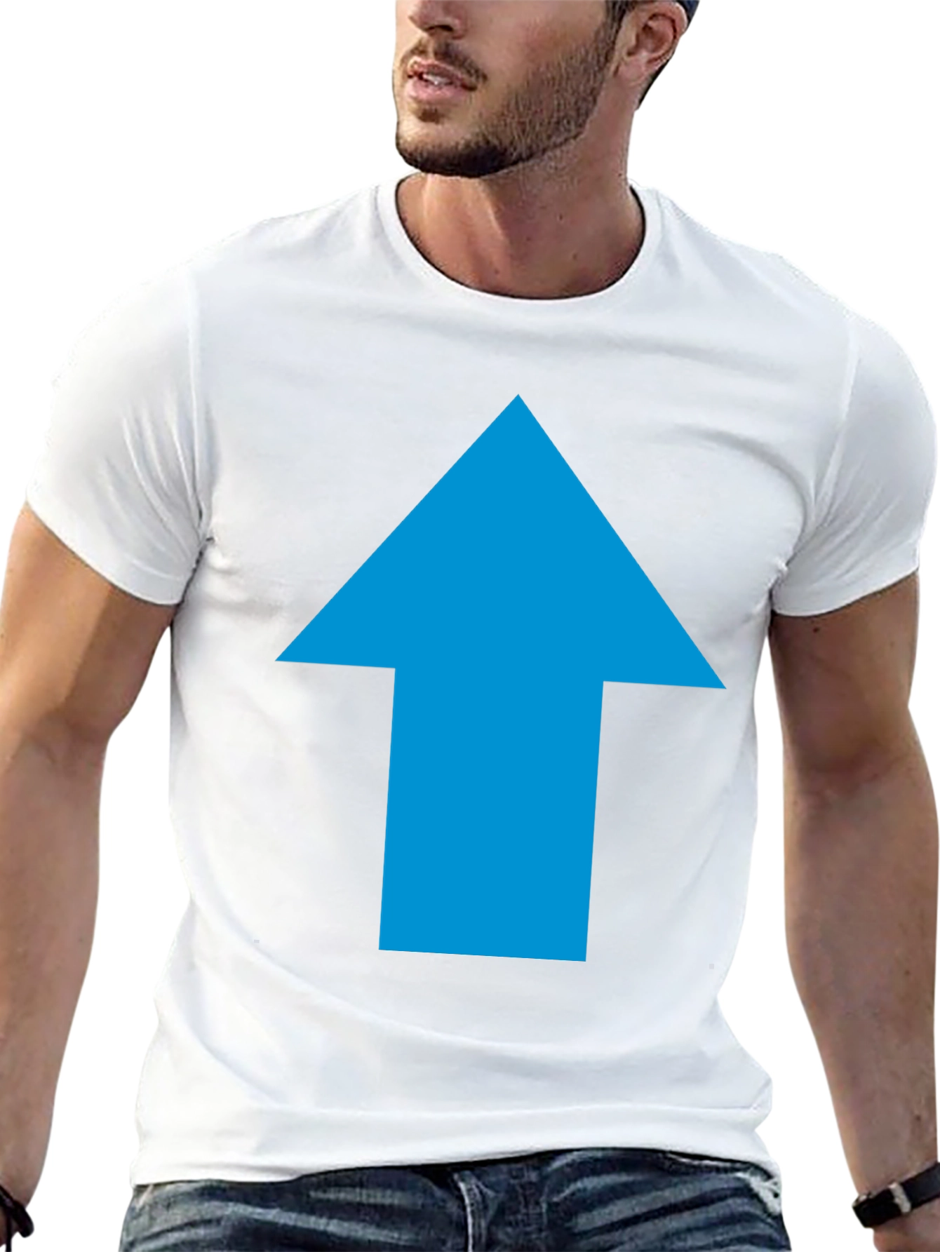 Upward Blue Arrow Graphic Black Tee