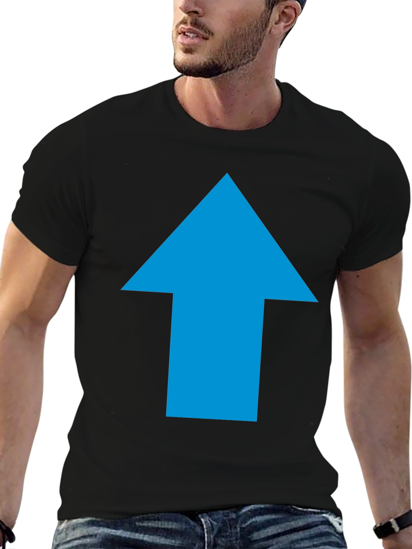 Upward Blue Arrow Graphic Black Tee