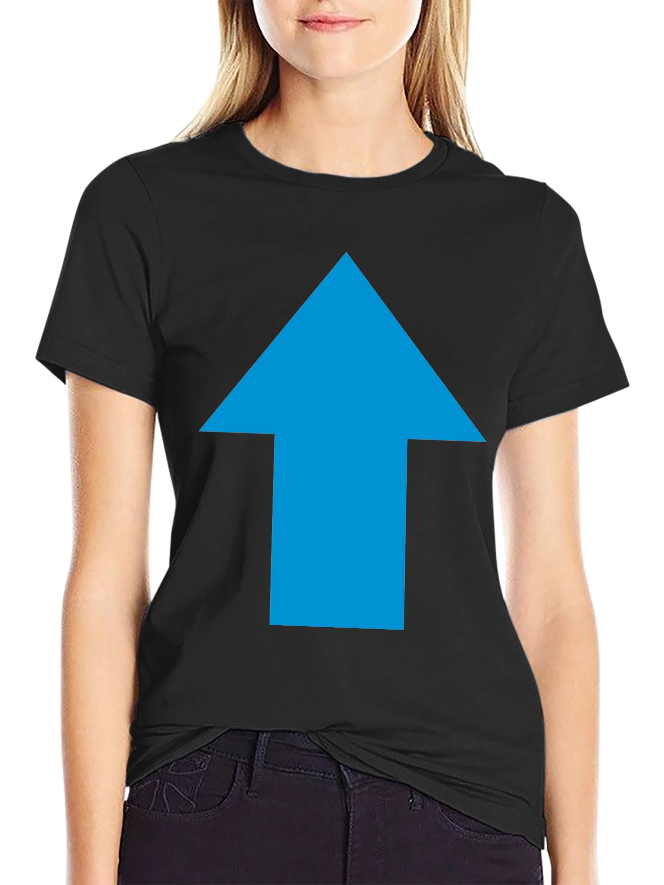 Upward Blue Arrow Graphic Black Tee